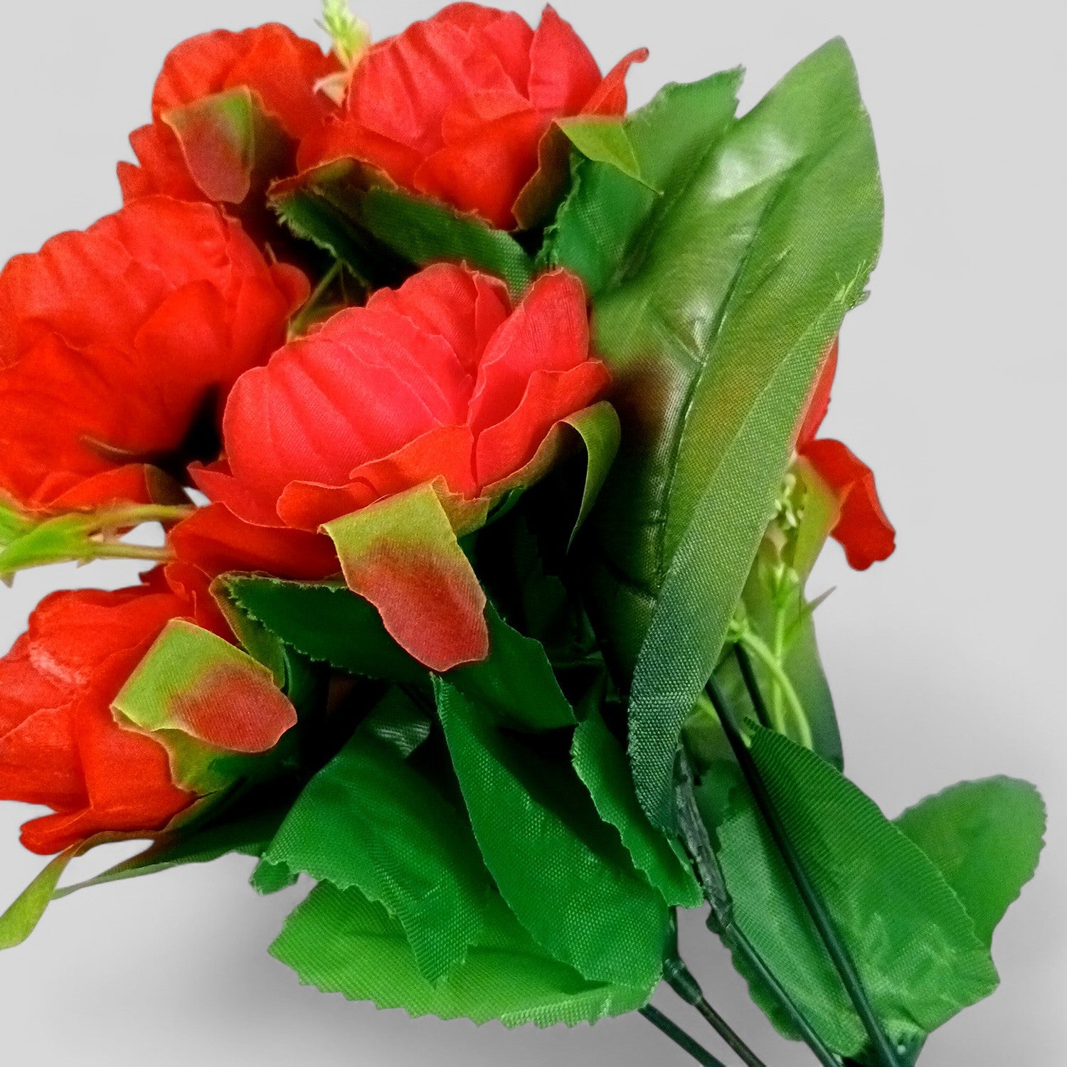 Artificial Flowers Rose Bunches for Vase Pot | Faux Flowers Stem - for Home Decor, Living Room, Office & Festivals Decoration (Vase Not Included) - 15 Inch - Apkamart #Colour_Red