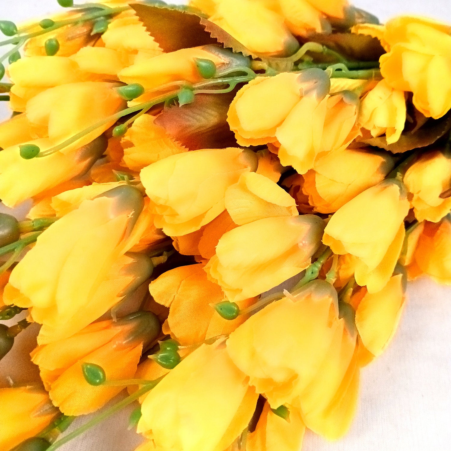 Artificial Flower Tulips Bouquet | Faux Flowers Bunch - for Table Vase, Pot, Home Decor, Living Room, Side Table Centerpiece - 27 Inch - Apkamart #Colour_Yellow