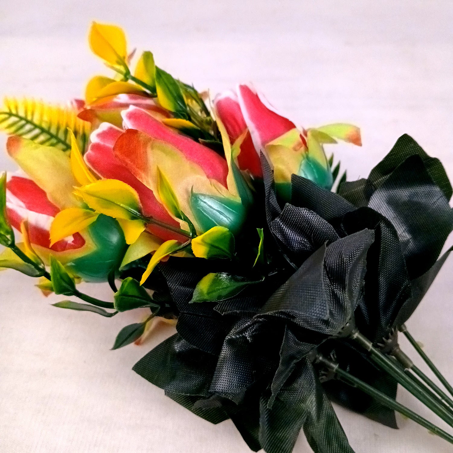 Artificial Flowers Rose Bunches for Vase Pot | Faux Flowers Stem - for Home Decor, Living Room, Office, Wedding & Party Decoration (Vase Not Included) - 14 Inch - Apkamart #Colour_Pink