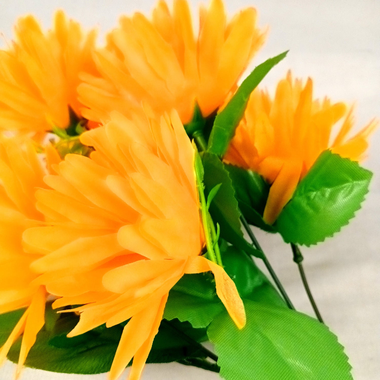 Artificial Flowers Dahlia Bunches for Vase Pot | Faux Flowers Stick - for Home Decor, Living Room, Wedding & Party Decoration (Vase Not Included) - 15 Inch - Apkamart #Colour_Orange