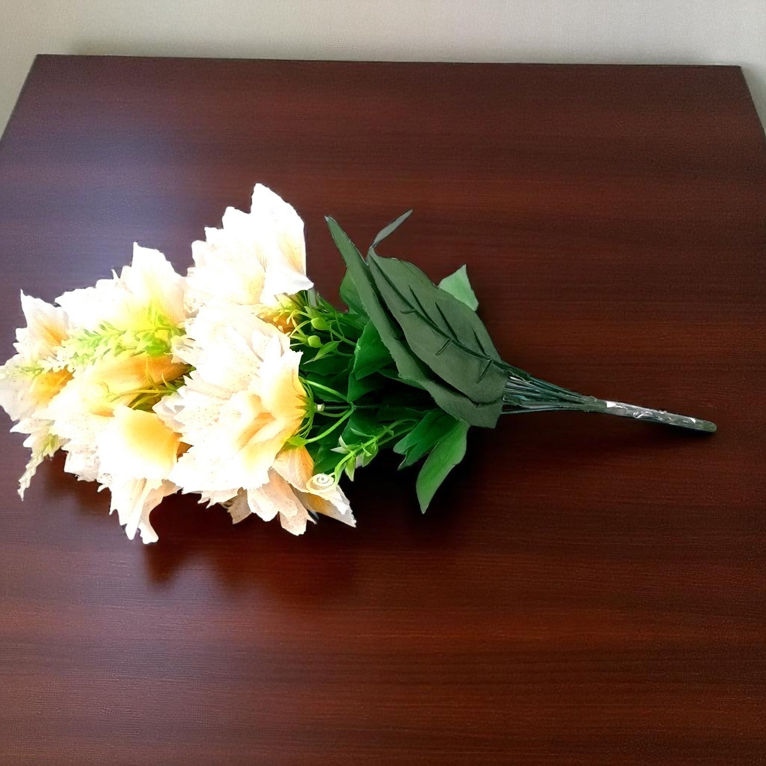 Artificial Flower Bouquets | Faux Flowers Bunch - for Table Vase, Pot, Home Decor, Living Room, Side Table Centerpiece - 18 Inch - Apkamart #Colour_White