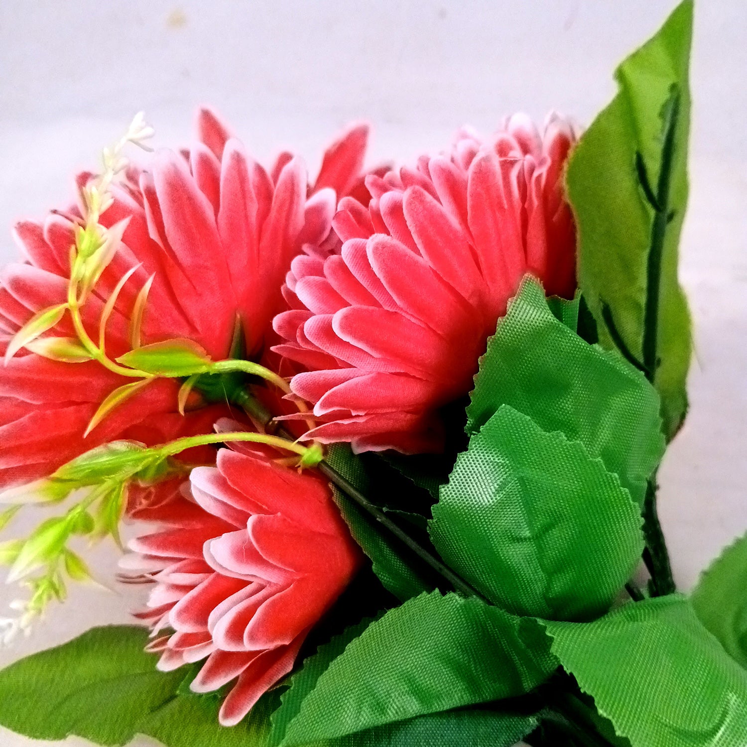 Artificial Flowers Dahlia Bunches for Vase Pot | Faux Flowers Stick - for Home Decor, Living Room, Wedding & Party Decoration (Vase Not Included) - 15 Inch - Apkamart #Colour_Red