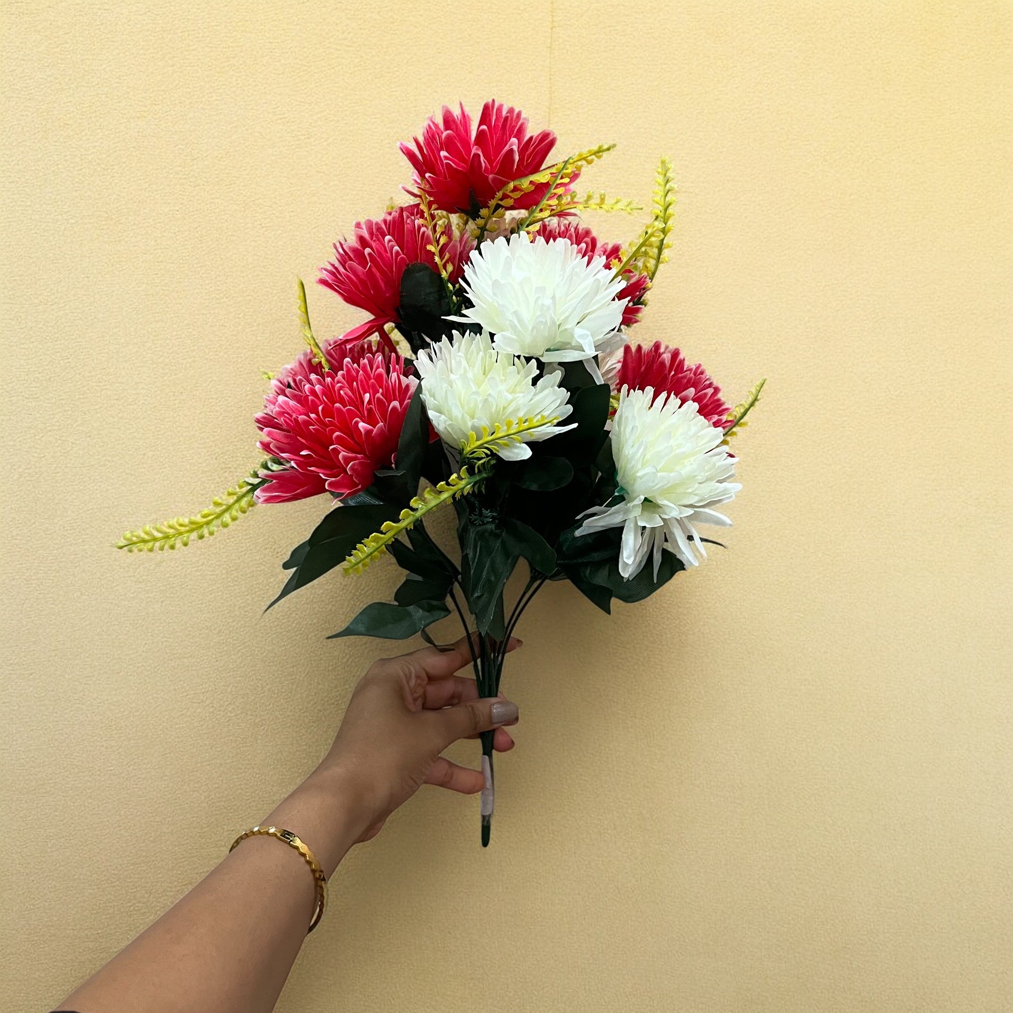 Artificial Marigold Flowers Bunches for Vase Pot | Faux Flowers Stem - for Home Decor Living Room Side Table Centerpiece - 16 Inch - Apkamart #Style_Design 2