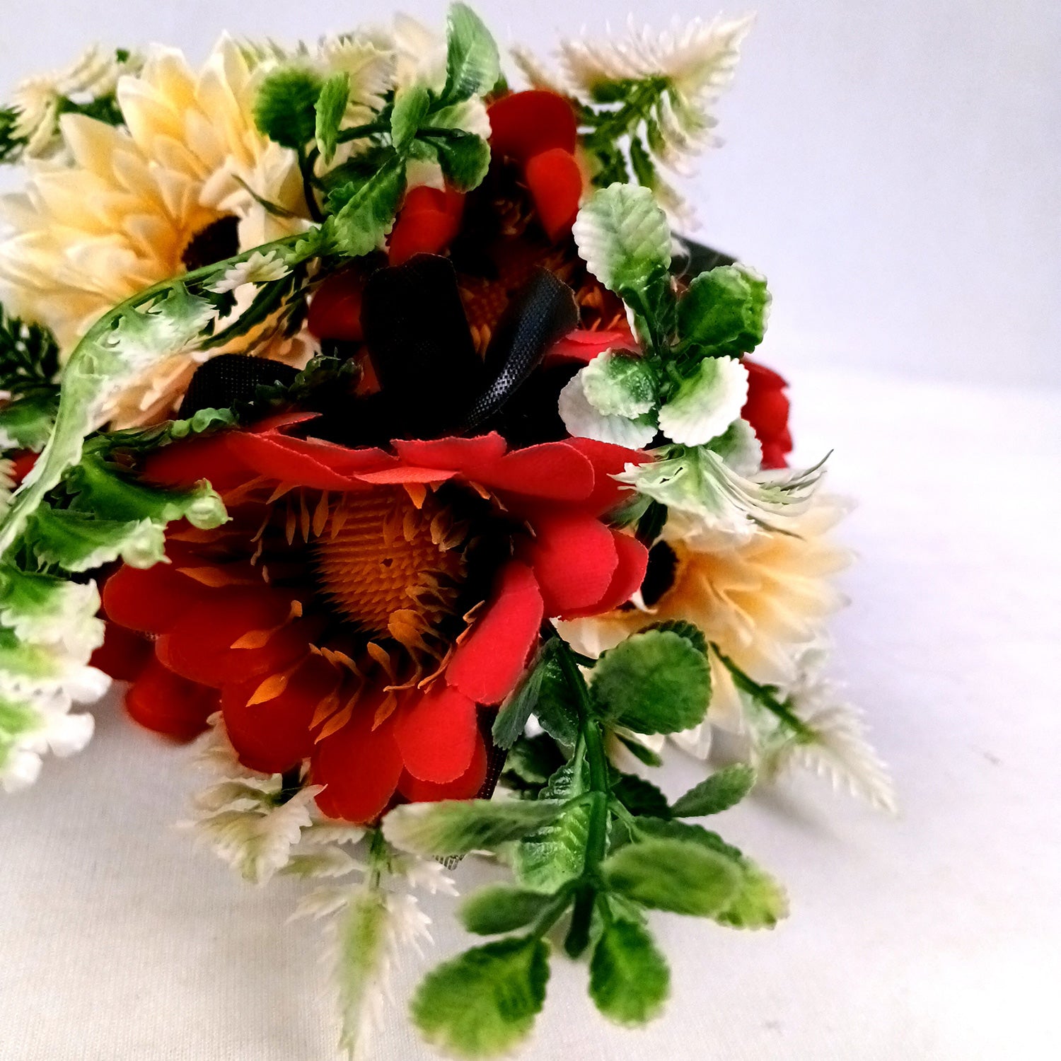 Artificial Dahalia Flower Bouquets | Faux Flowers Bunch - for Table Vase, Pot, Home Decor, Living Room, Side Table Centerpiece - 17 Inch - Apkamart