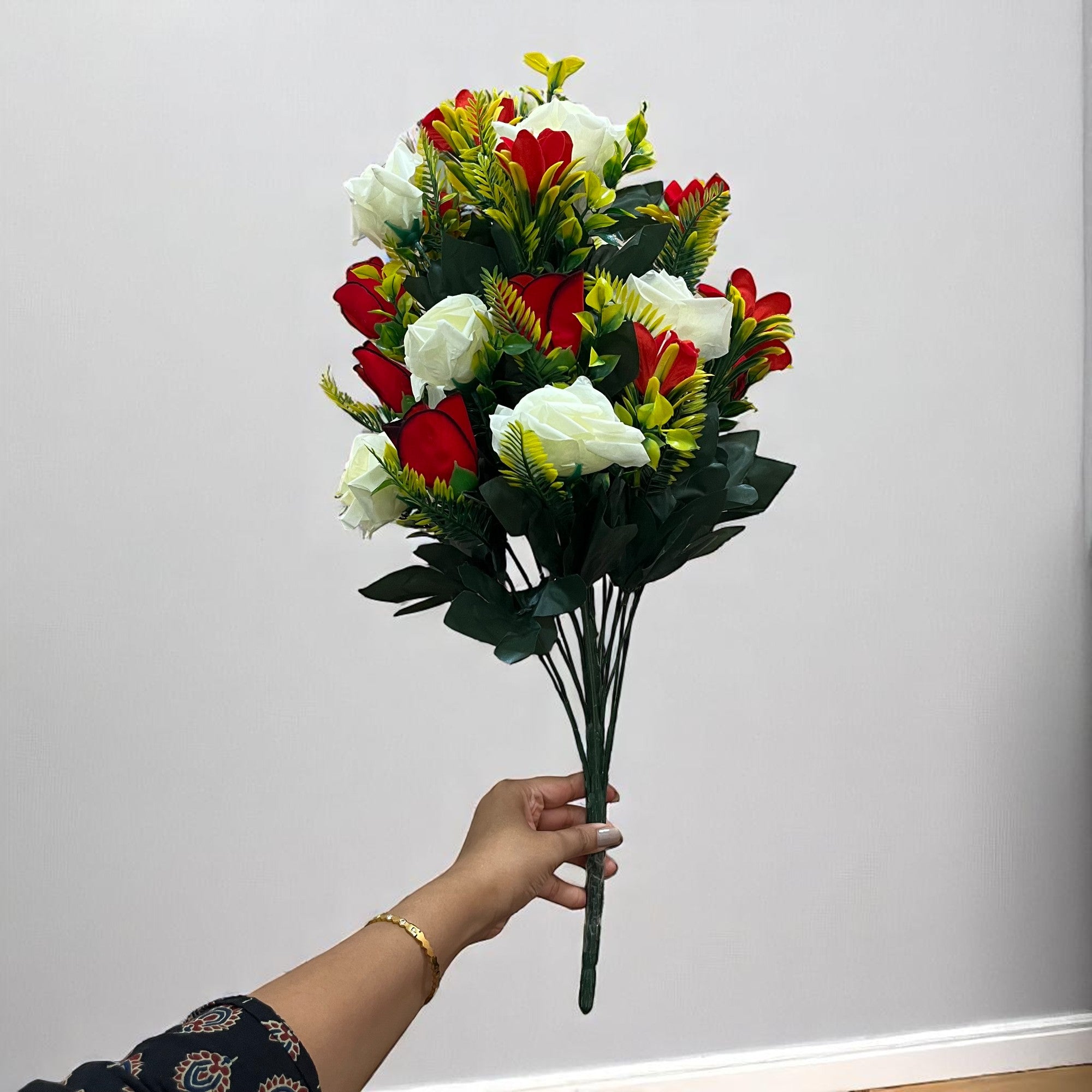 Artificial Flower Rose Sticks | Fake Flowers Bunch - For Vase, Pot, Home, Bedroom, Balcony, Living Room - 24 Inch - Apkamart