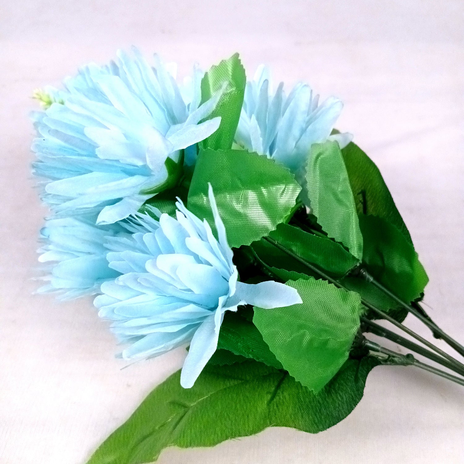 Artificial Flowers Dahlia Bunches for Vase Pot | Faux Flowers Stick - for Home Decor, Living Room, Wedding & Party Decoration (Vase Not Included) - 15 Inch - Apkamart #Colour_Blue