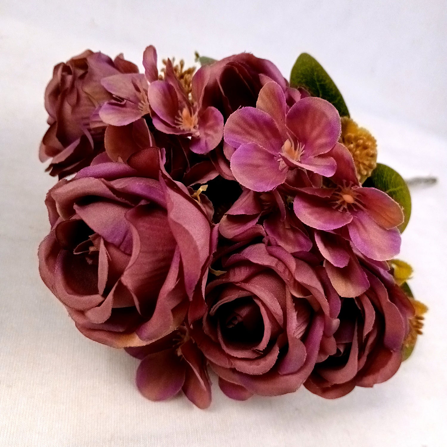 Artificial Flowers Rose Sticks | Faux Flowers Bunch - for Home Decor, Living Room, Centerpiece - 15 Inch - Apkamart #Colour_Pink