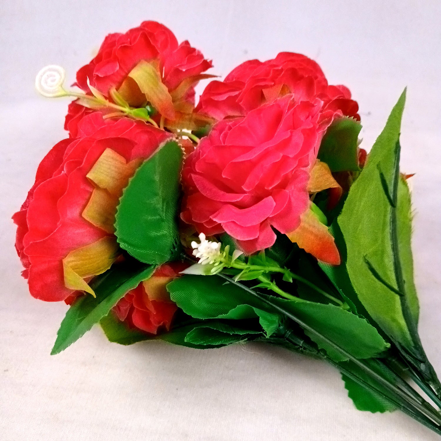 Artificial Flowers Rose Bunches for Vase Pot | Faux Flowers Stem - for Home Decor, Living Room, Wedding & Party Decoration (Vase Not Included) - 15 Inch - Apkamart #Colour_Pink