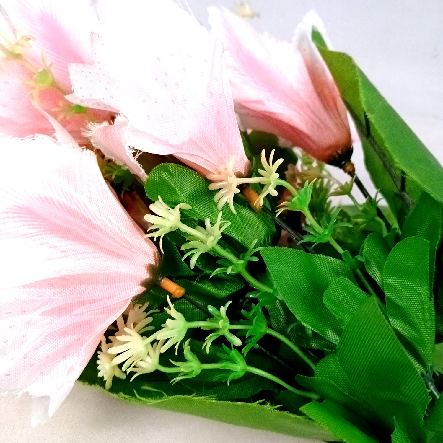 Artificial Flower Bouquets | Fake Flowers Bunch - For Vase, Pot, Home, Balcony, Office Corner, Living Room - 18 Inch - Apkamart #Colour_Pink