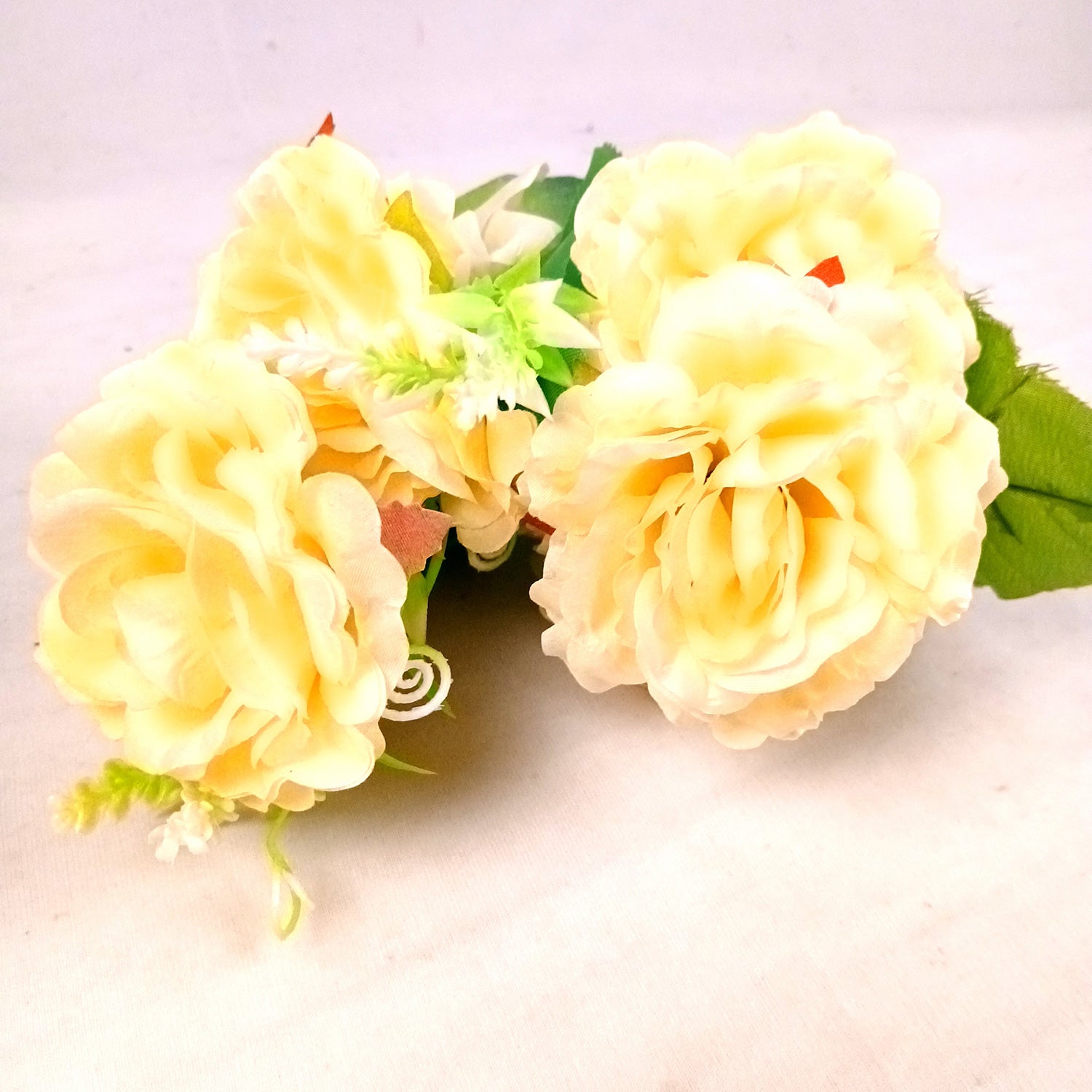 Artificial Flowers Rose Bunches for Vase Pot | Faux Flowers Stem - for Home Decor, Living Room, Office & Festivals Decoration (Vase Not Included) - 15 Inch - Apkamart #Colour_Yellow