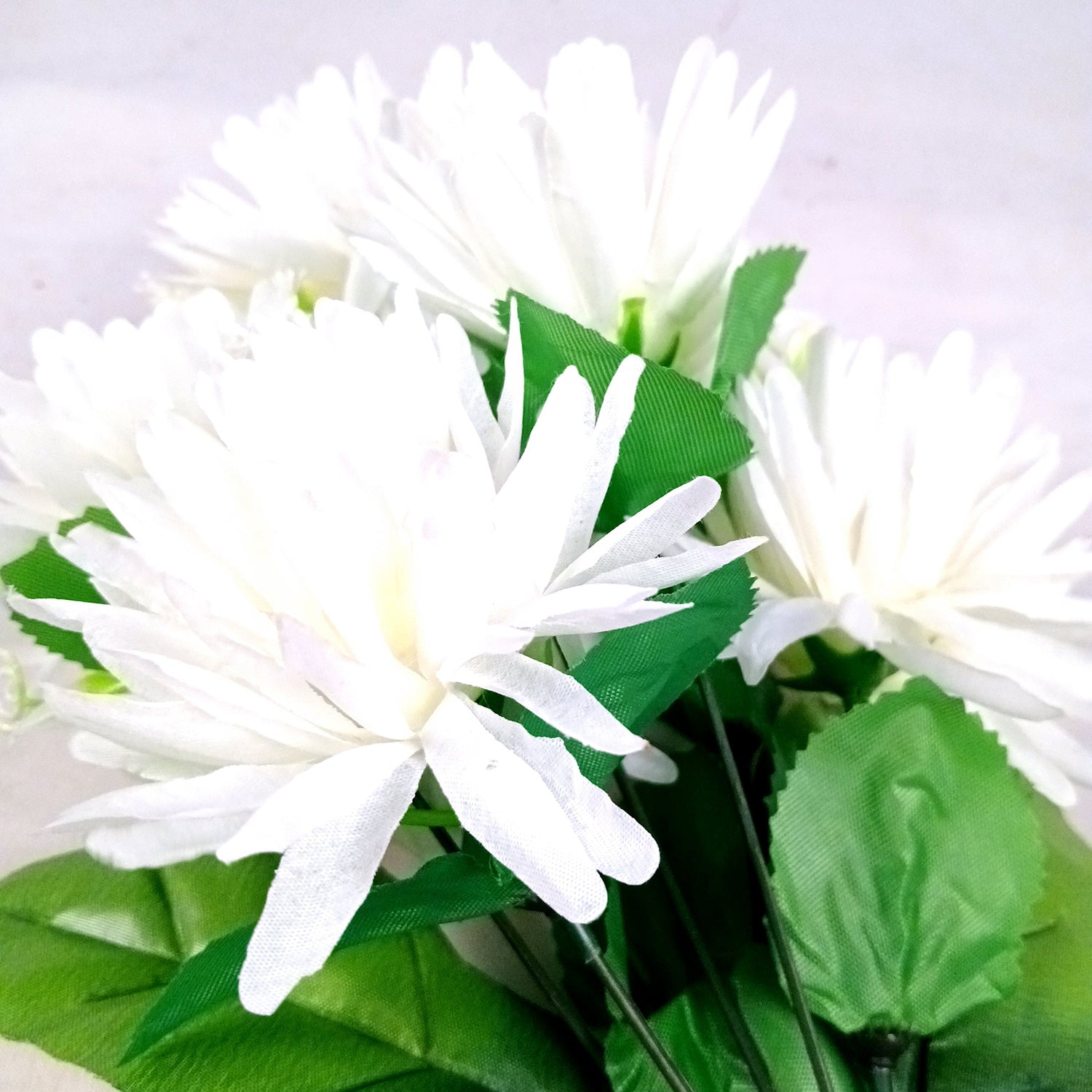 Artificial Flowers Dahlia Bunches for Vase Pot | Faux Flowers Stick - for Home Decor, Living Room, Wedding & Party Decoration  (Vase Not Included) - 15 Inch - Apkamart #Colour_White