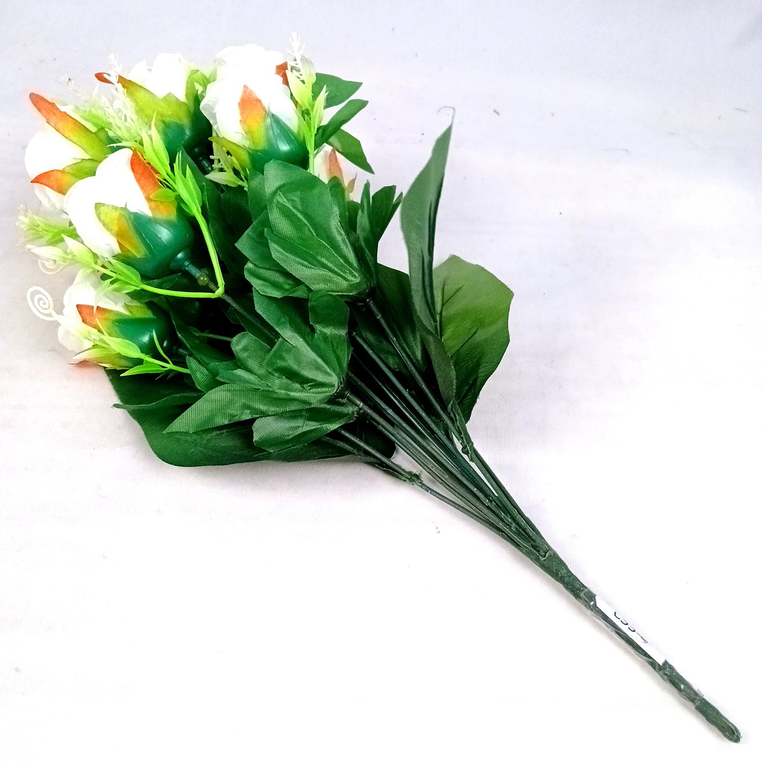 Artificial Flowers Rose | Faux Flowers Bunch - for Home Decor, Side Table, Centerpiece - 17 Inch - Apkamart #Colour_White