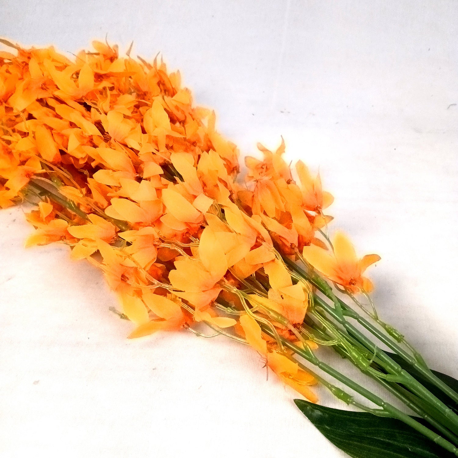 Artificial Orchids Flower Bouquets | Fake Flowers Bunch - For Vase, Pot, Home, Bedroom, Balcony, Office Corner, Living Room - 28 Inch - Apkamart #Colour_Orange
