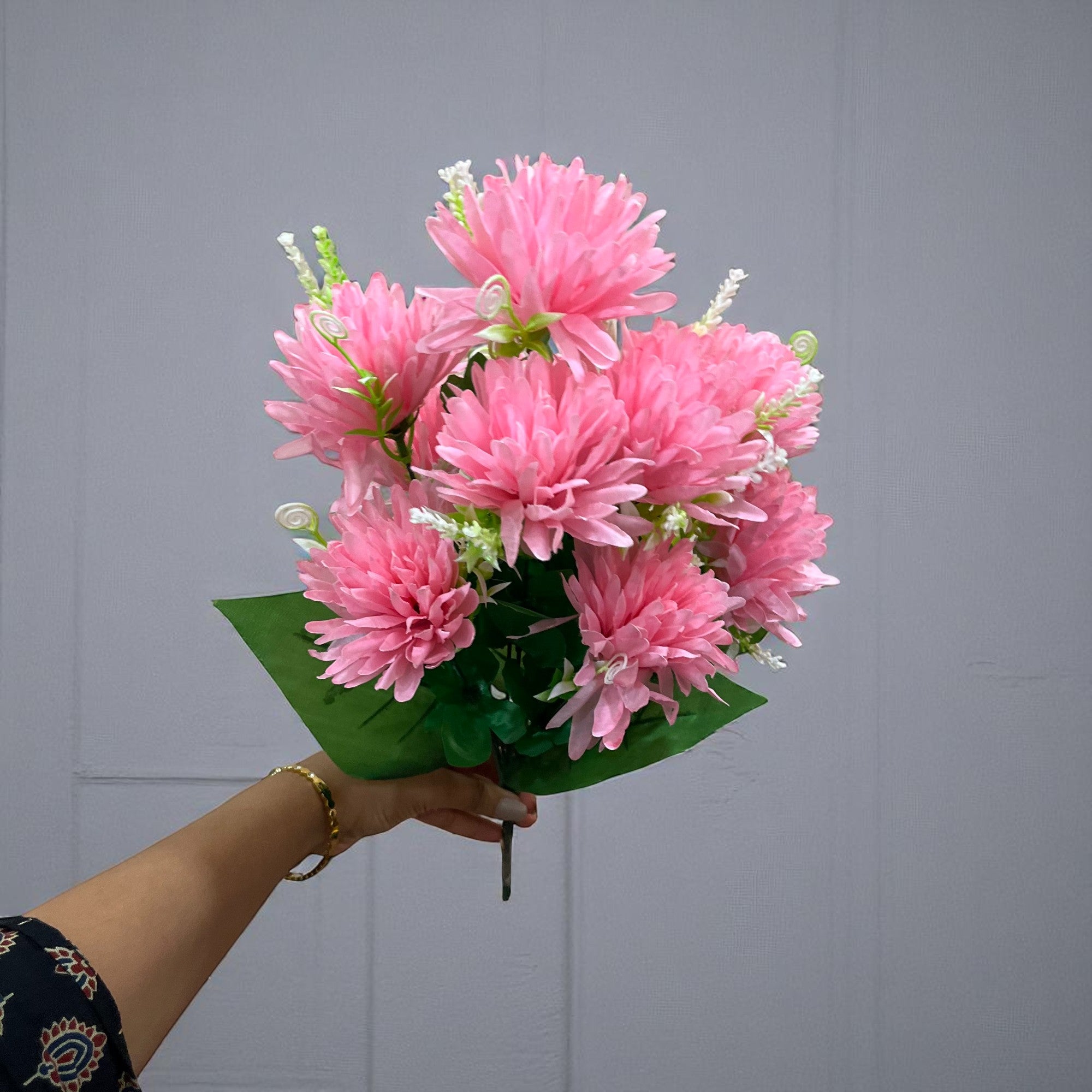 Artificial Flower Dahlia | Fake Flowers Bunch Dahalia - For Vase, Pot, Home, Bedroom, Balcony, Office Corner, Living Room - 18 Inch - Apkamart #Colour_Pink