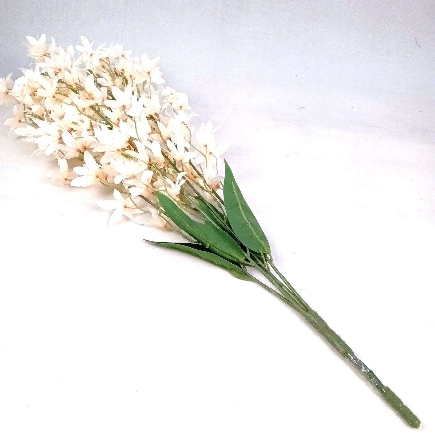 Artificial Orchids Flower Bouquets | Fake Flowers Bunch - For Vase, Pot, Home, Bedroom, Balcony, Office Corner, Living Room - 28 Inch - Apkamart #Colour_Cream