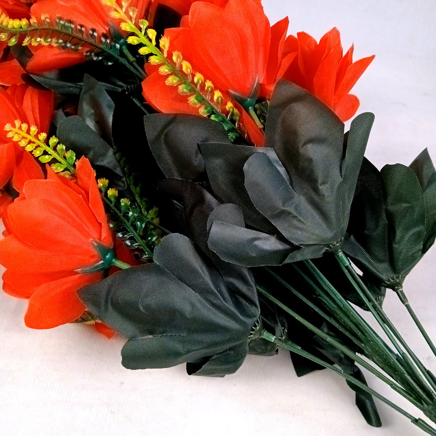 Artificial Flowers Bunches for Vase Pot | Faux Flowers Sticks - for Home Decor Living Room Side Table Centerpiece - 27 Inch - Apkamart #Colour_Red