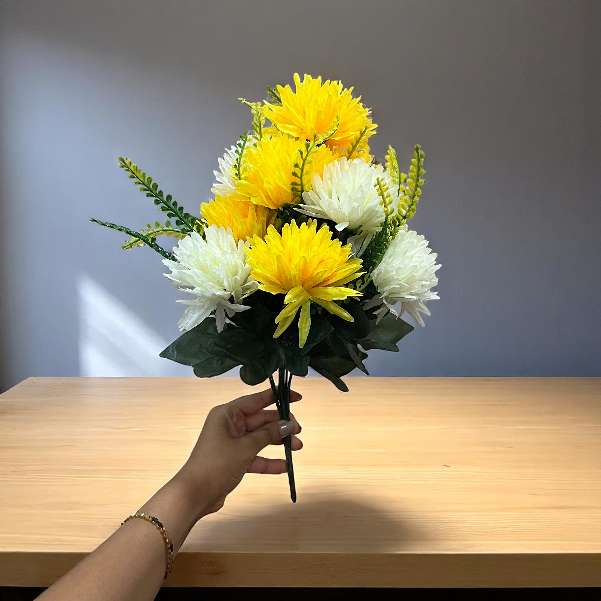 Artificial Marigold Flower Bouquets | Fake Flowers Bunch - For Vase, Pot, Home, Bedroom, Balcony - 16 Inch - Apkamart #Style_Design 2