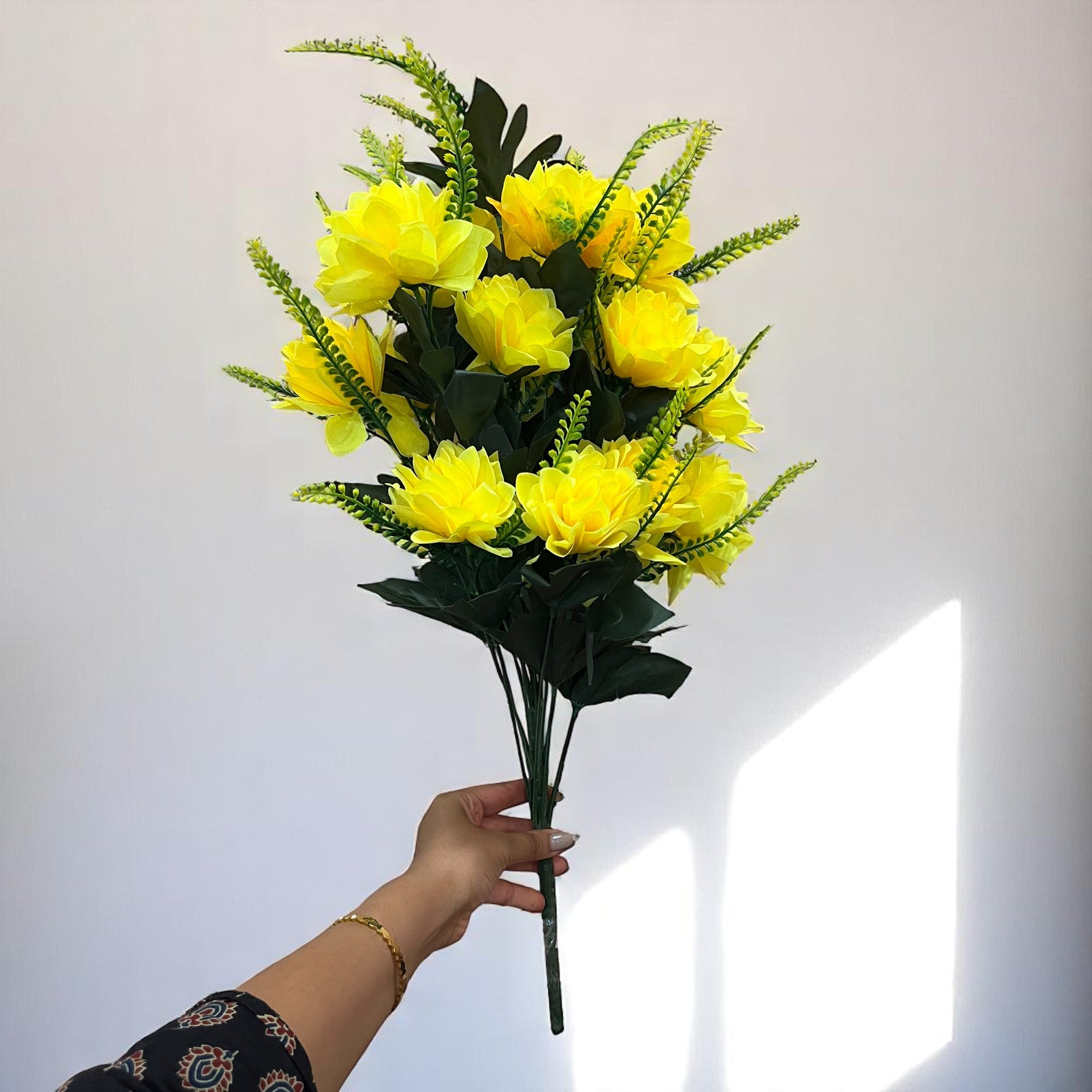 Artificial Flowers Bunches for Vase Pot | Faux Flowers Sticks - for Home Decor Living Room Side Table Centerpiece - 27 Inch - Apkamart #Colour_Yellow