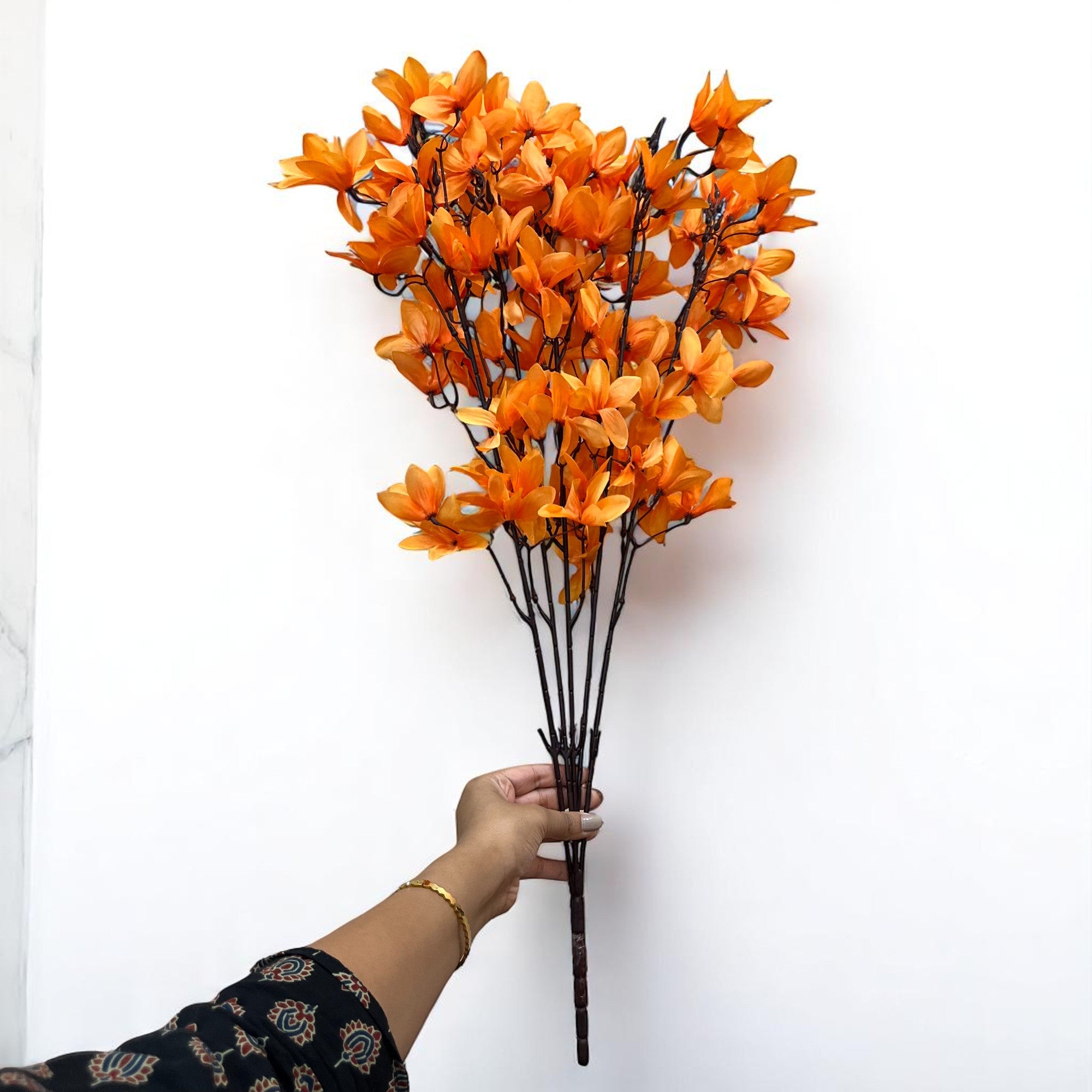 Artificial Flowers | Faux Flowers Bunch - for Home Decor, Living Room, Side Table, Centerpiece - 29 Inch - Apkamart #Colour_Orange