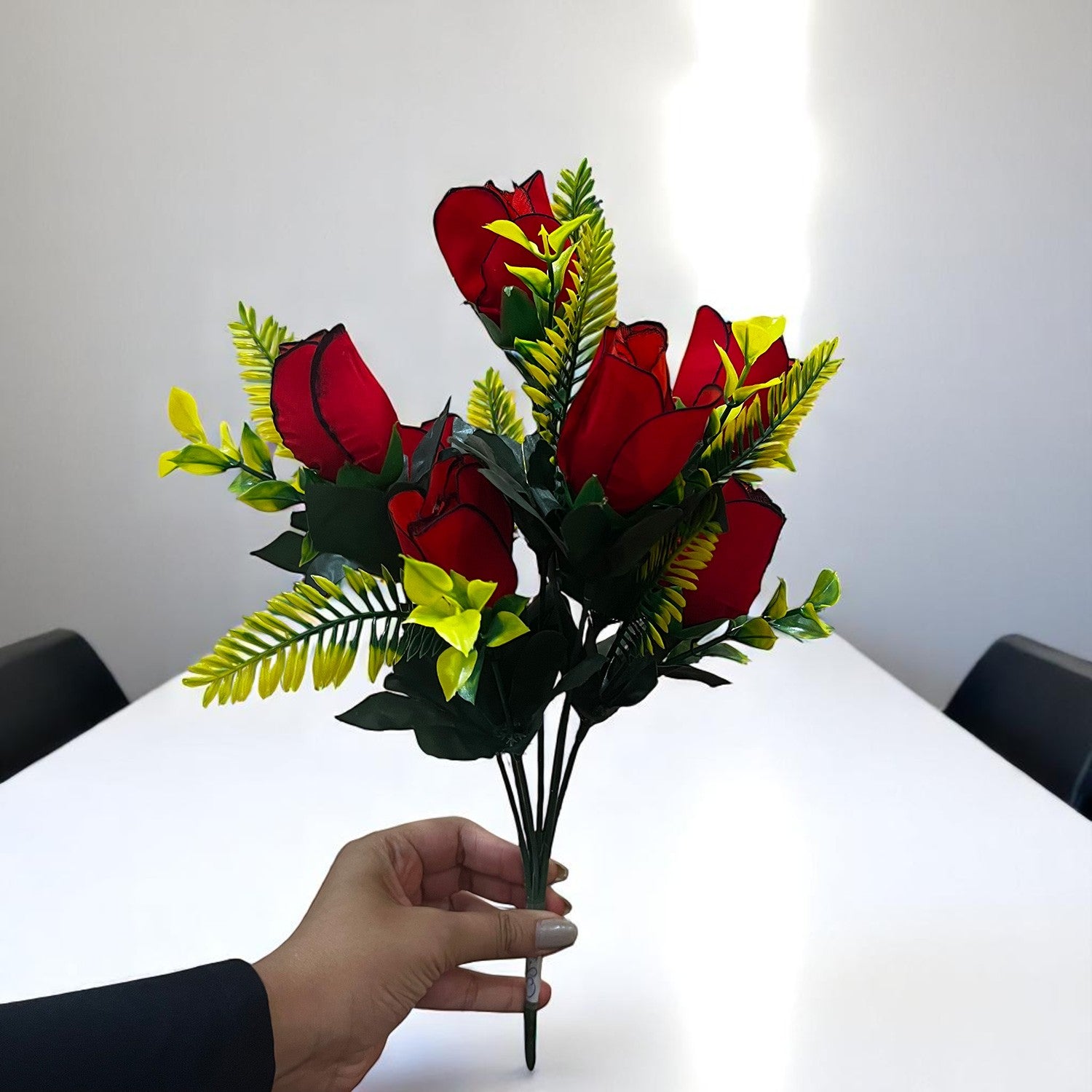 Artificial Flowers Rose Bunches for Vase Pot | Faux Flowers Stem - for Home Decor, Living Room, Office & Festivals Decoration (Vase Not Included) - 14 Inch - Apkamart