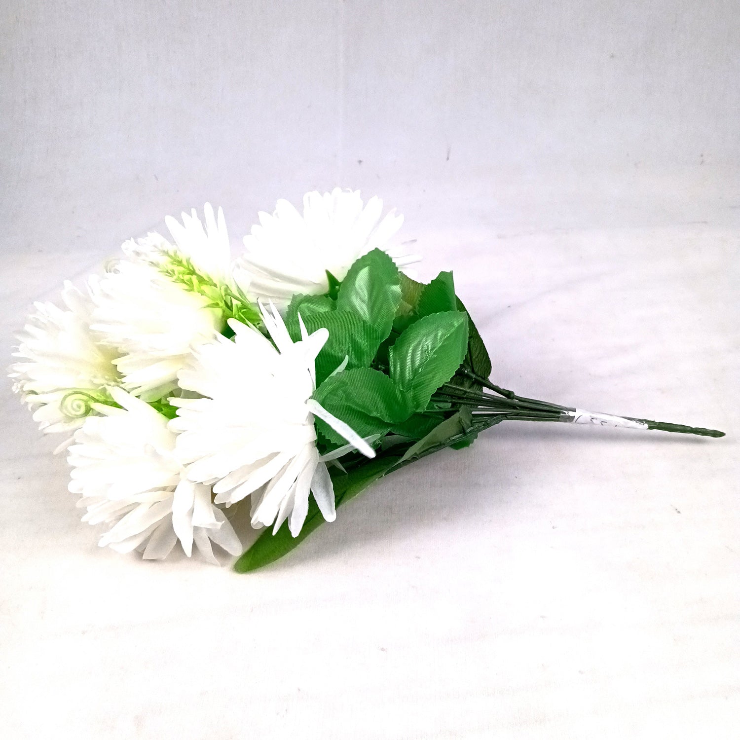 Artificial Flowers Dahlia Bunches for Vase Pot | Faux Flowers Stick - for Home Decor, Living Room, Wedding & Party Decoration  (Vase Not Included) - 15 Inch - Apkamart #Colour_White