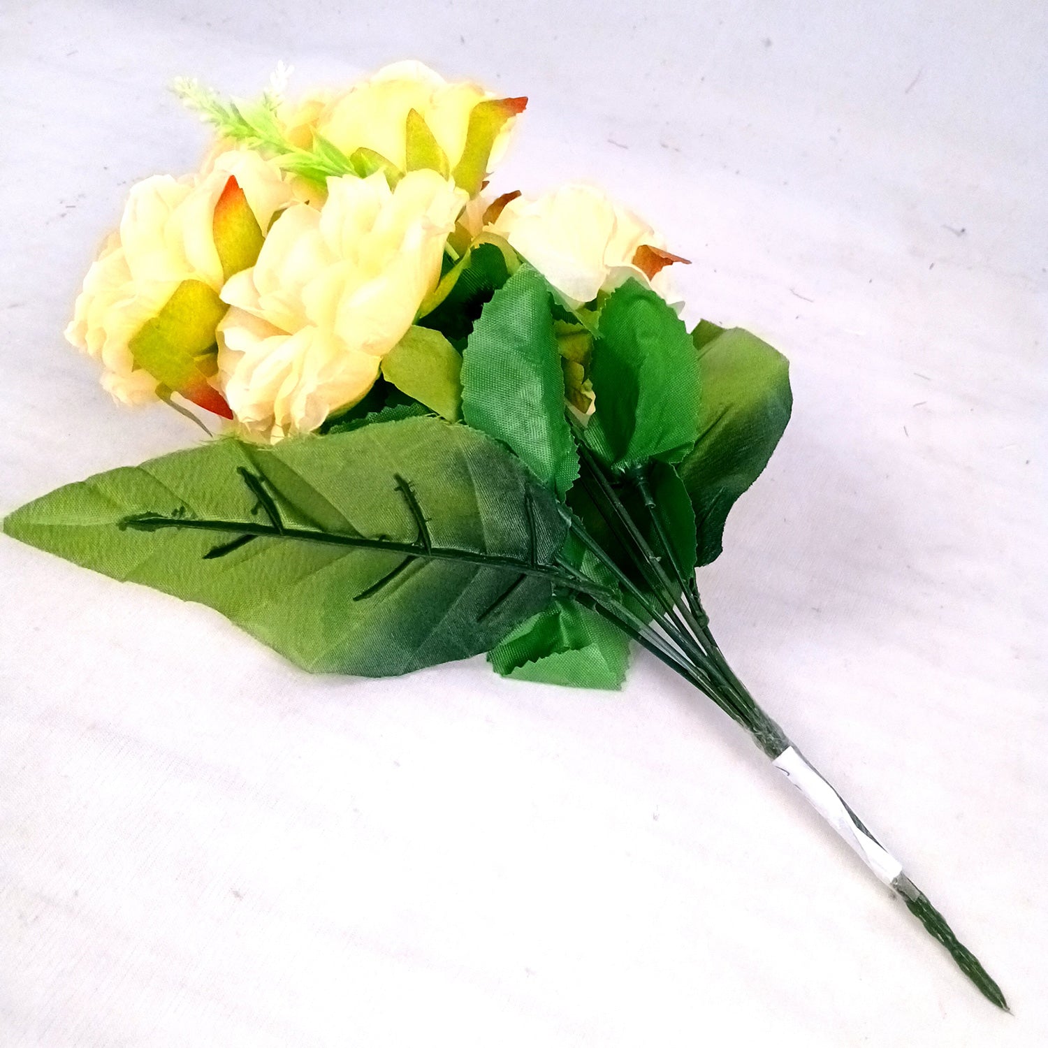 Artificial Flowers Rose Bunches for Vase Pot | Faux Flowers Stem - for Home Decor, Living Room, Office & Festivals Decoration (Vase Not Included) - 15 Inch - Apkamart #Colour_Yellow