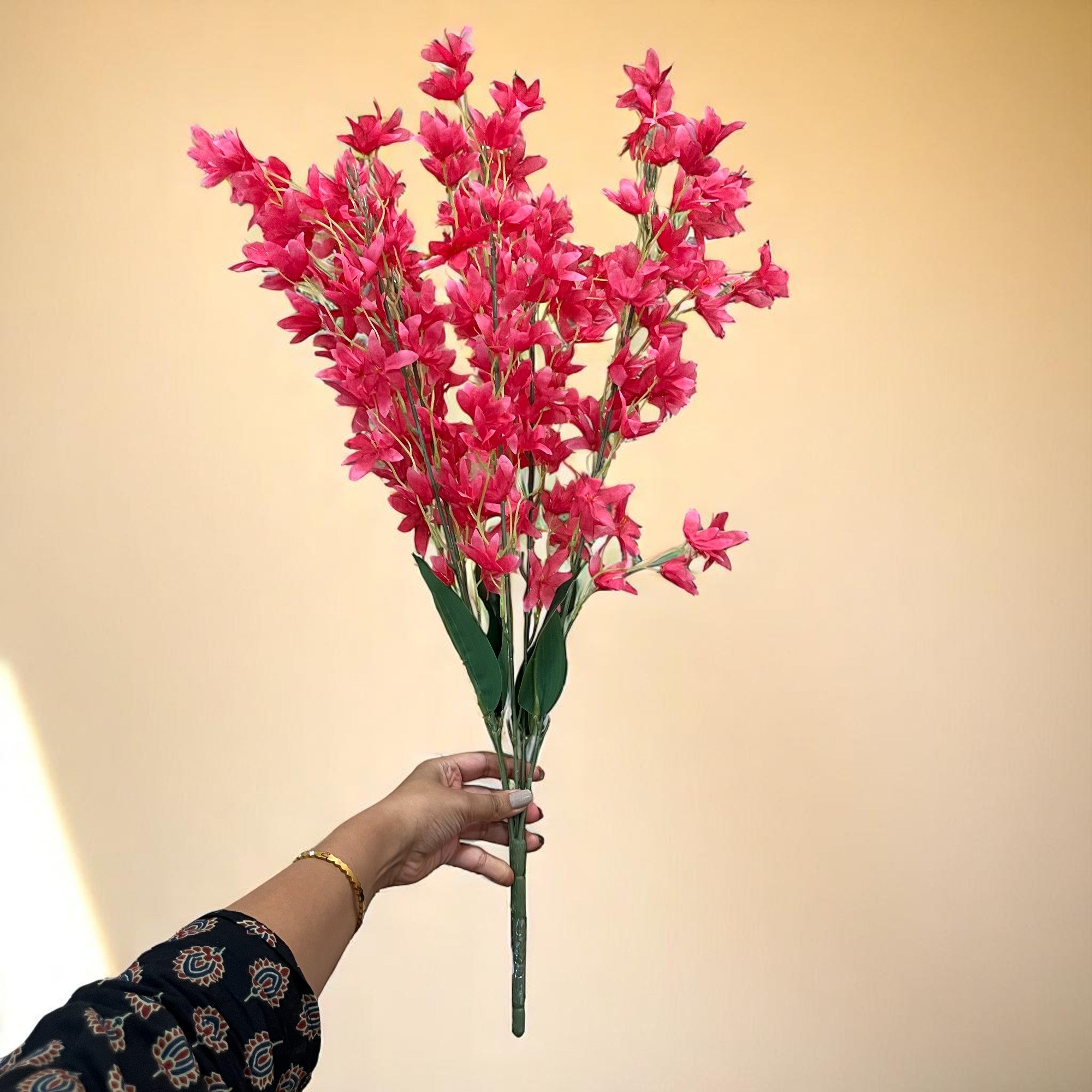 Artificial Orchids Flower Bouquets | Fake Flowers Bunch - For Vase, Pot, Home, Bedroom, Balcony, Office Corner, Living Room - 28 Inch - Apkamart #Colour_Pink