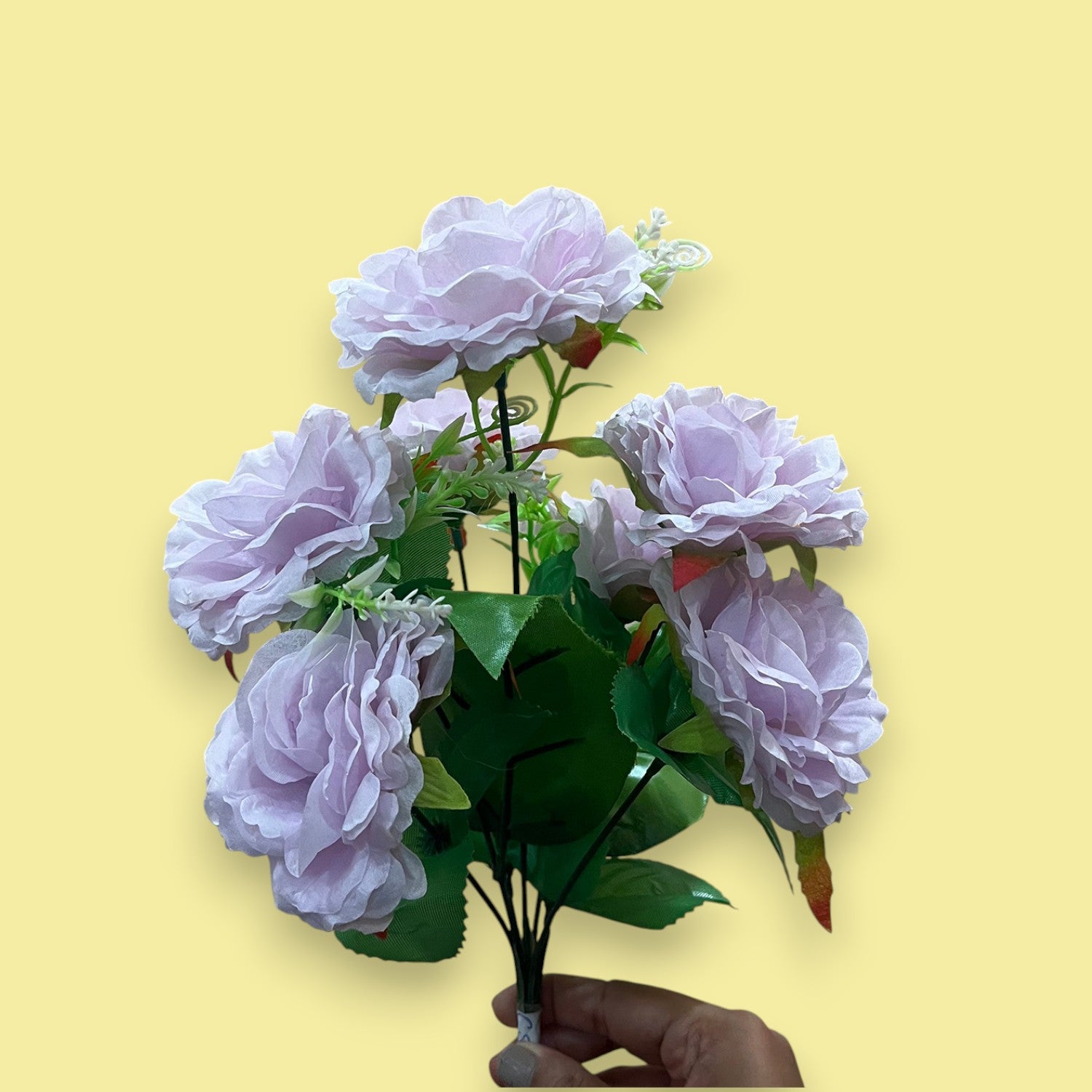 Artificial Flowers Rose Sticks | Faux Flowers Bunch - for Home Decor, Living Room, Wedding & Party Decoration (Vase Not Included) - 15 Inch - Apkamart #Colour_Purple