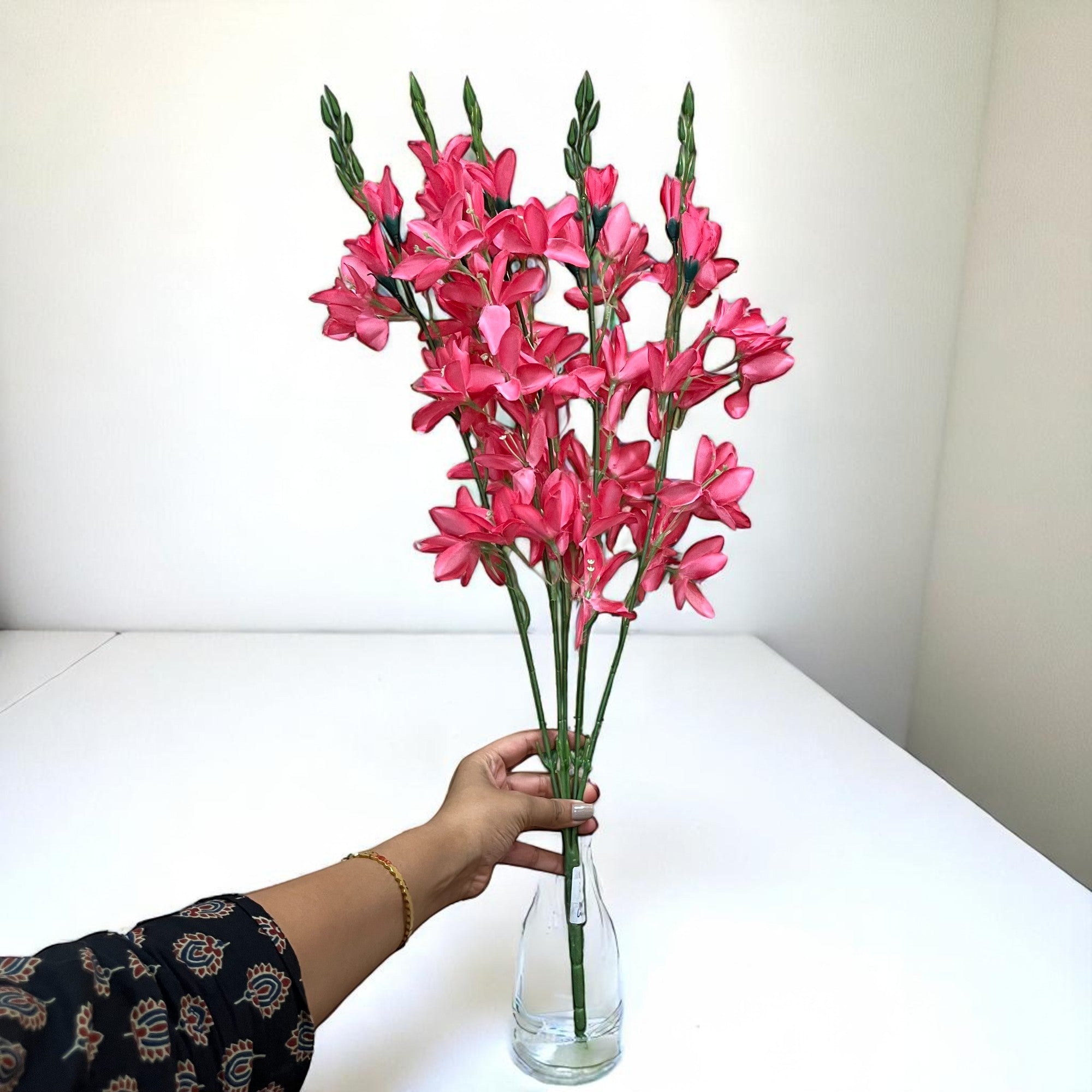 Artificial Flowers Gladiolus Bunches for Vase Pot | Faux Flowers Stem - for Home Decor Living Room Side Table - 26 Inch - Apkamart #Colour_Pink