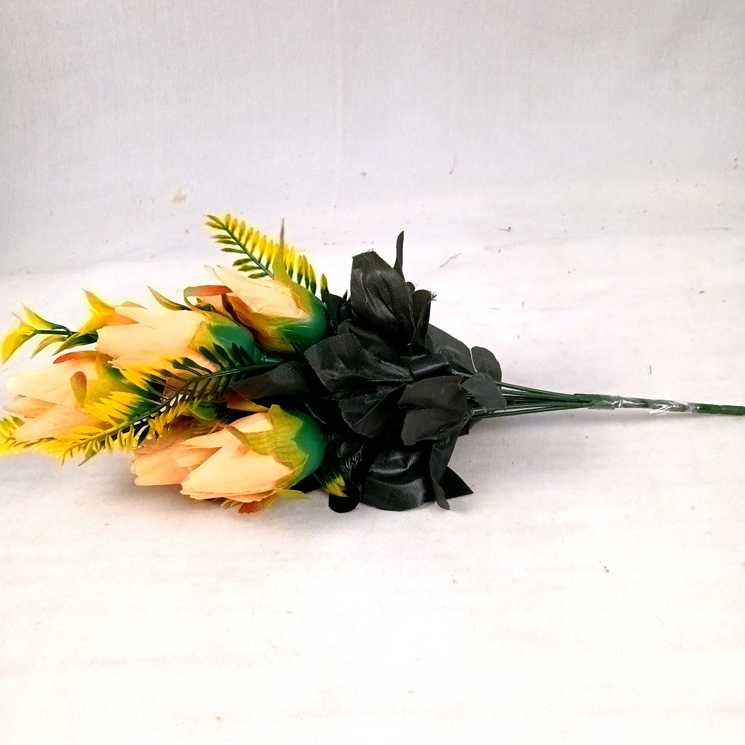 Artificial Flowers Rose Bunches for Vase Pot | Faux Flowers Stem - for Home Decor, Living Room, Office, Wedding & Party Decoration (Vase Not Included) - 14 Inch - Apkamart #Colour_Orange