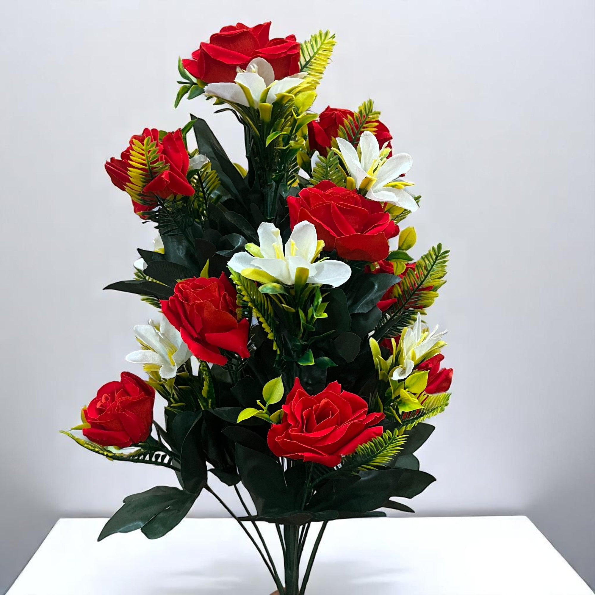 Artificial Flower Lily Bouquets | Faux Flowers Bunch - for Table Vase, Pot, Home Decor, Living Room, Side Table Centerpiece - 26 Inch - Apkamart