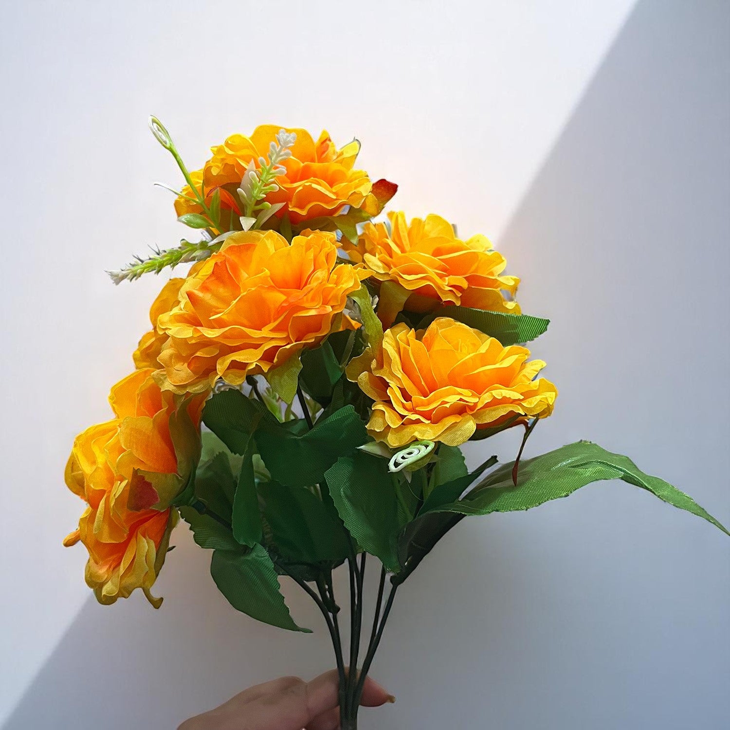 Artificial Flowers Rose Bunches for Vase Pot | Faux Flowers Stem - for Home Decor, Living Room, Office & Festivals Decoration (Vase Not Included) - 15 Inch - Apkamart #Colour_Orange