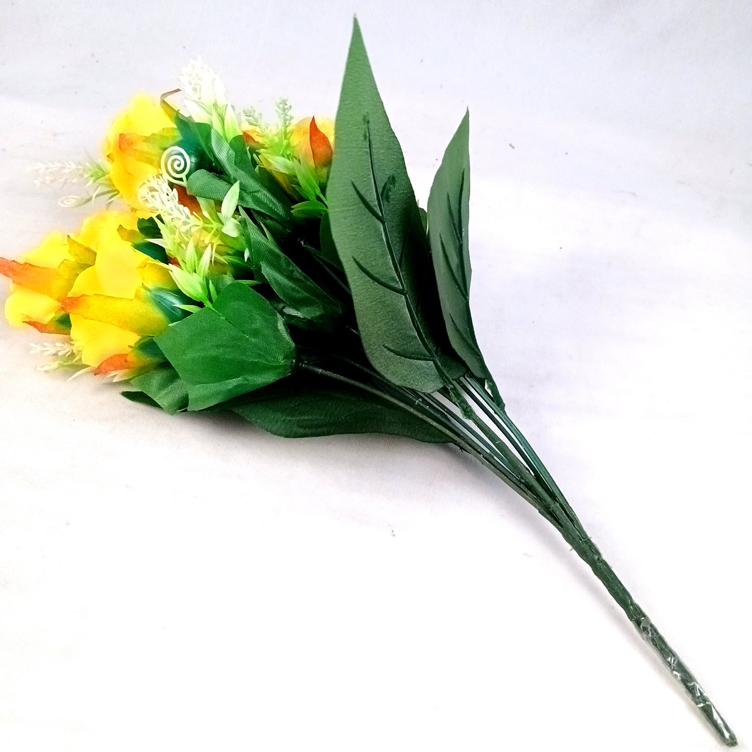 Artificial Flowers Rose | Faux Flowers Bunch - for Home Decor, Side Table, Centerpiece - 17 Inch - Apkamart #Colour_Yellow