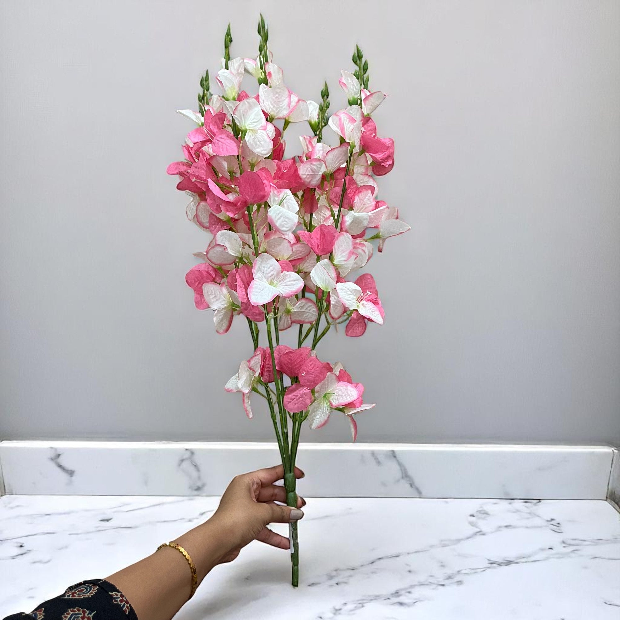 Artificial Flower Bouquet | Fake Orchids Flowers Bunch - For Vase, Pot, Home, Bedroom, Balcony, Office Corner - 26 Inch - Apkamart #Colour_Multicolor