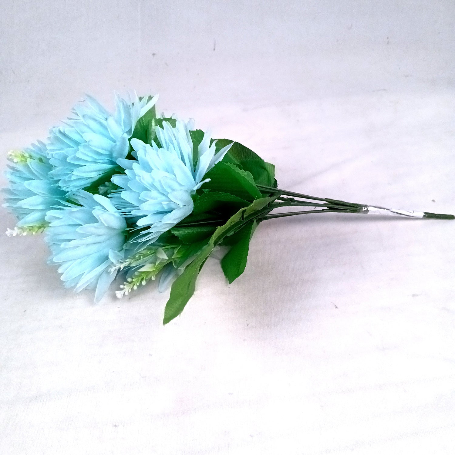 Artificial Flowers Dahlia Bunches for Vase Pot | Faux Flowers Stick - for Home Decor, Living Room, Wedding & Party Decoration (Vase Not Included) - 15 Inch - Apkamart #Colour_Blue