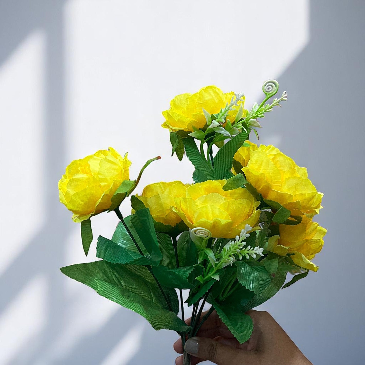 Artificial Flowers Rose Sticks | Faux Flowers Bunch - for Home Decor, Living Room, Wedding & Party Decoration (Vase Not Included) - 15 Inch - Apkamart #Colour_Yellow