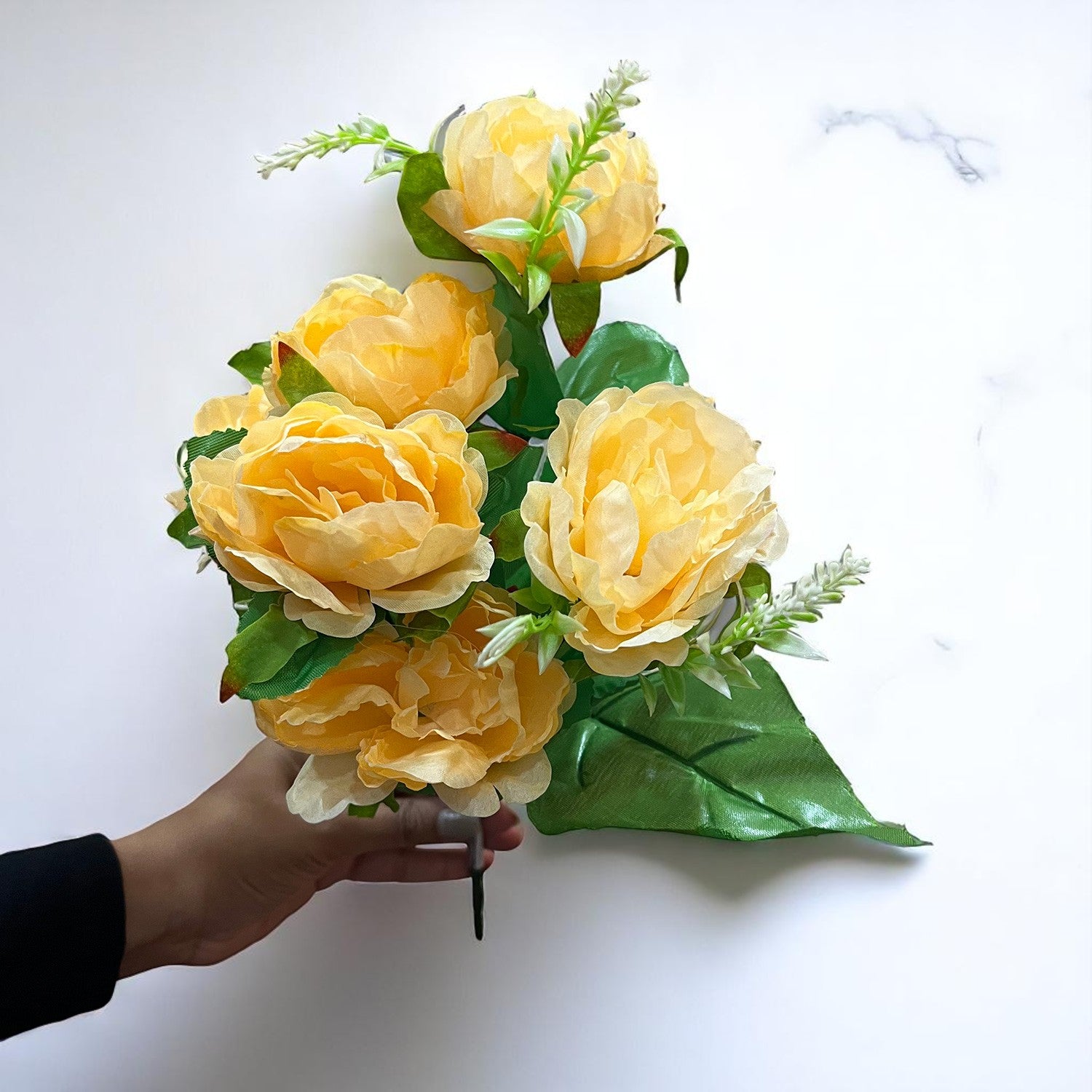 Artificial Flowers Rose Bunches for Vase Pot | Faux Flowers Stem - Home Decor, Living Room, Office & Festivals Decoration (Vase Not Included) - 15 Inch - Apkamart #Colour_Orange