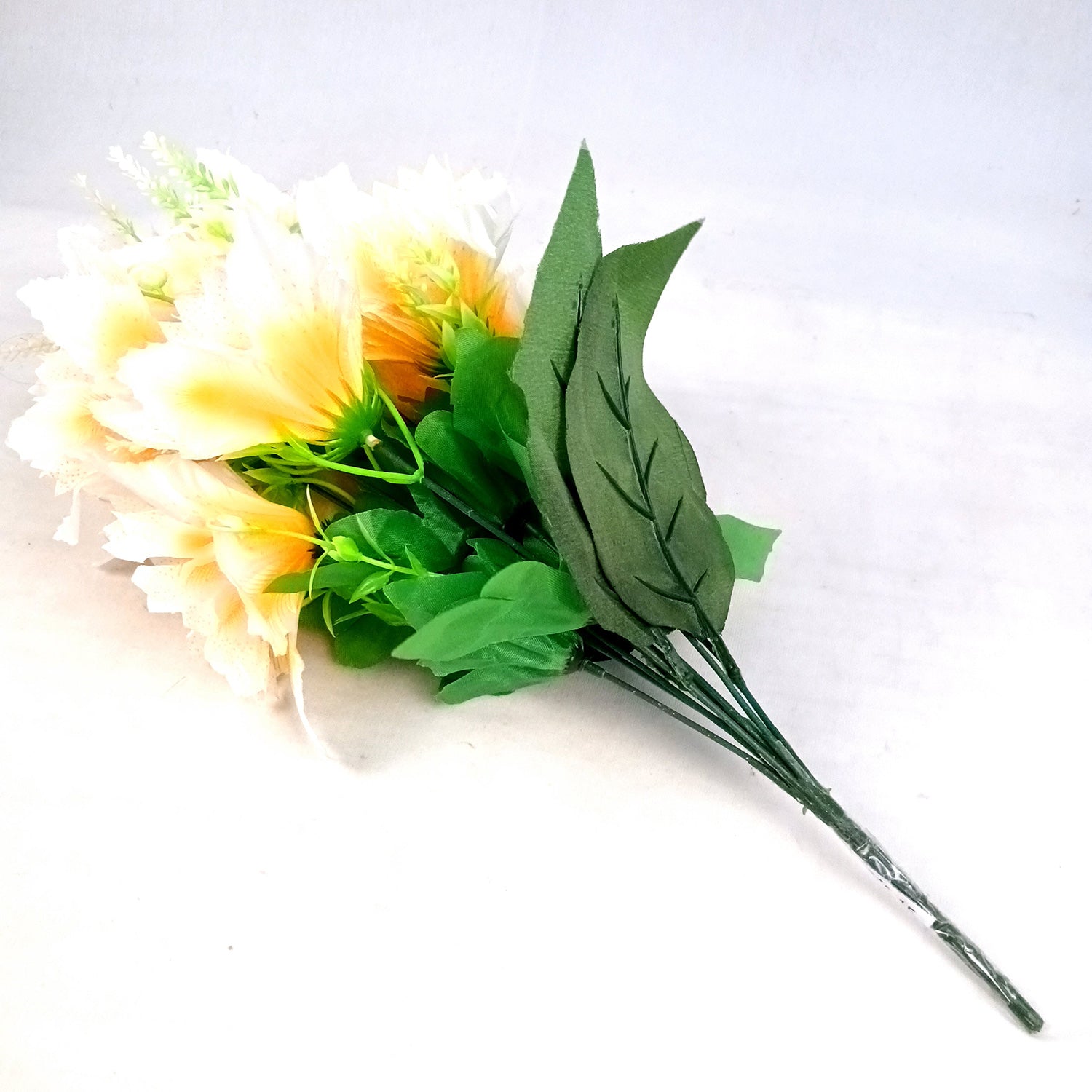 Artificial Flower Bouquets | Faux Flowers Bunch - for Table Vase, Pot, Home Decor, Living Room, Side Table Centerpiece - 18 Inch - Apkamart #Colour_White