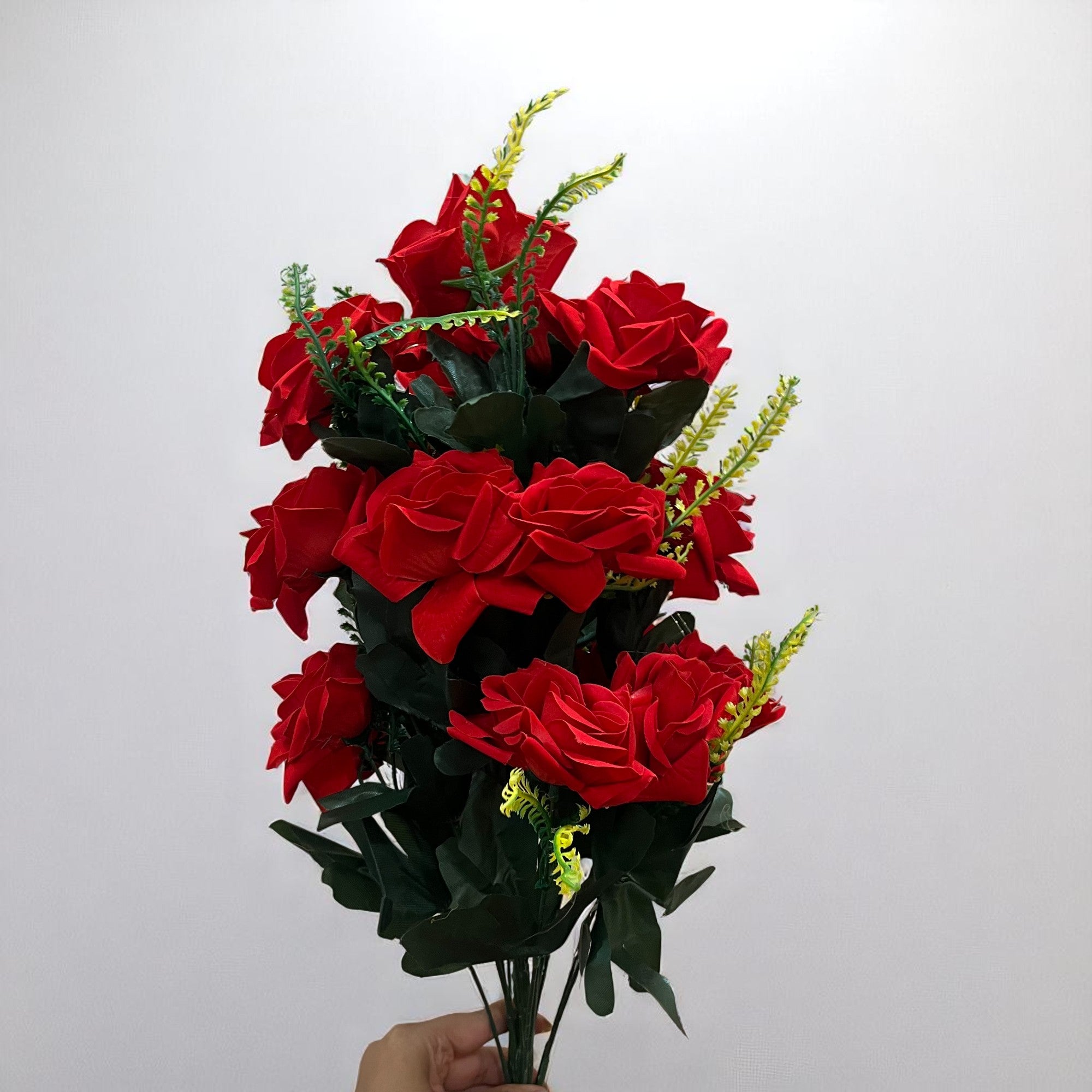 Artificial Flower Bouquet | Fake Rose Flowers Bunch - For Vase, Pot, Home, Bedroom, Balcony, Living Room - 24 Inch - Apkamart