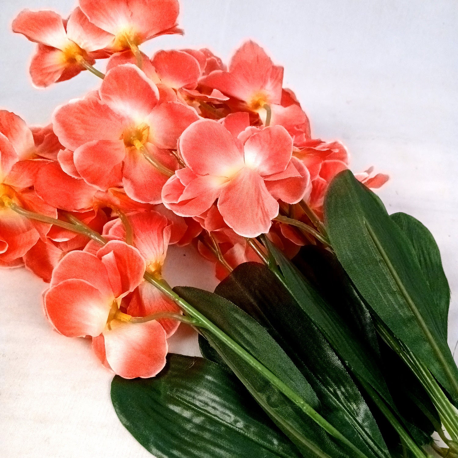 Artificial Orchids Flower Bouquets | Fake Flowers Bunch - For Vase, Pot, Home, Bedroom, Balcony, Office Corner, Living Room - 22 Inch - Apkamart #Colour_Red