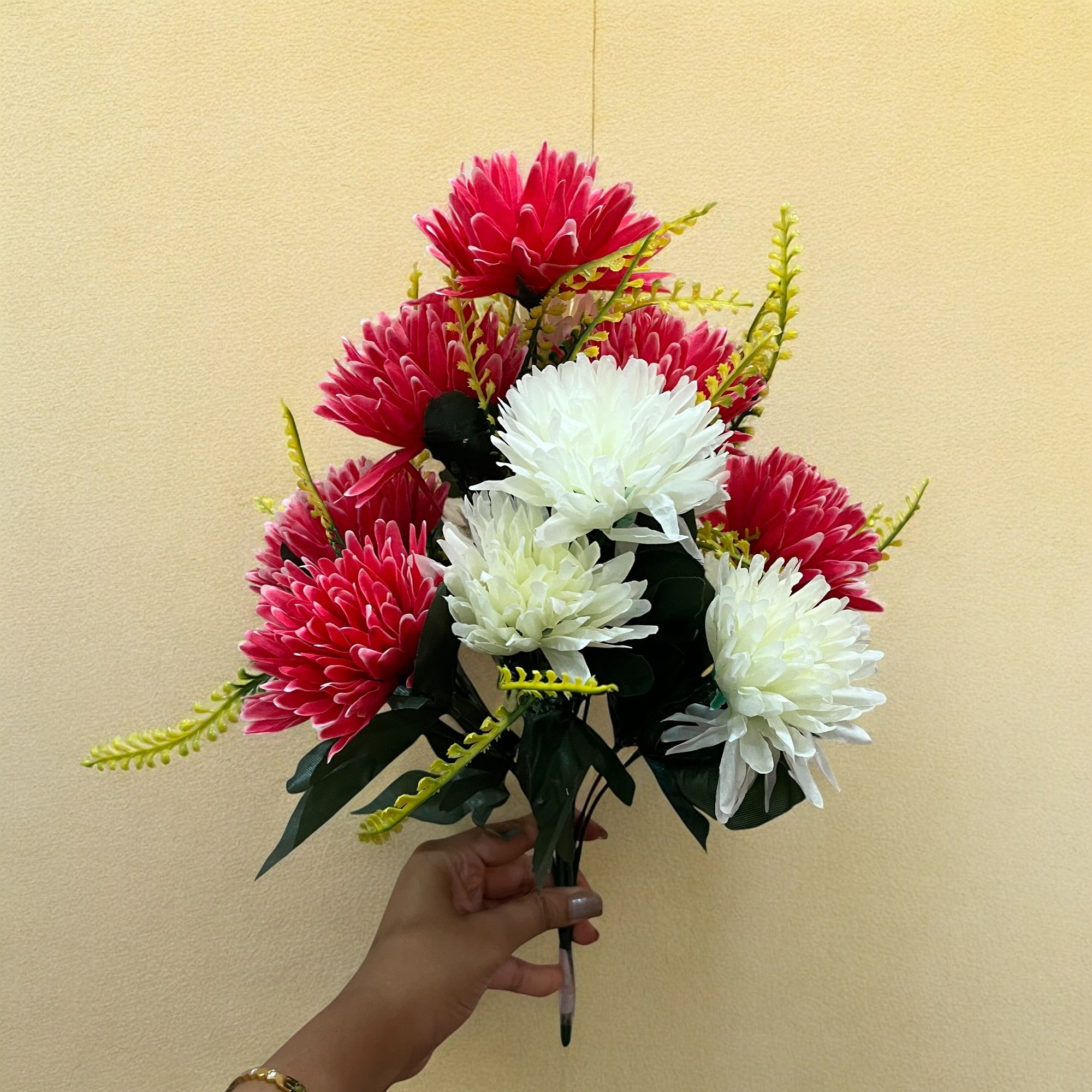 Artificial Marigold Flowers Bunches for Vase Pot | Faux Flowers Stem - for Home Decor Living Room Side Table Centerpiece - 16 Inch - Apkamart #Style_Design 2