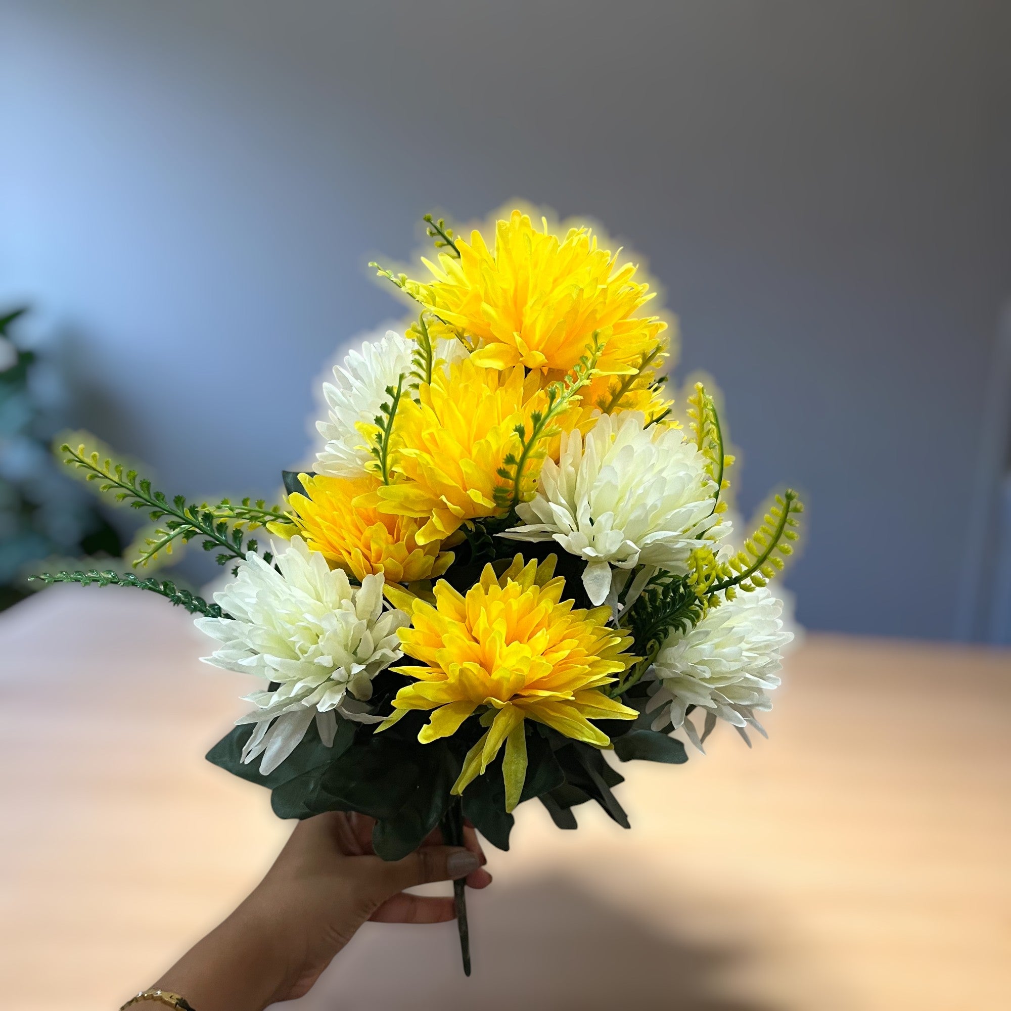 Artificial Marigold Flower Bouquets | Fake Flowers Bunch - For Vase, Pot, Home, Bedroom, Balcony - 16 Inch - Apkamart #Style_Design 2