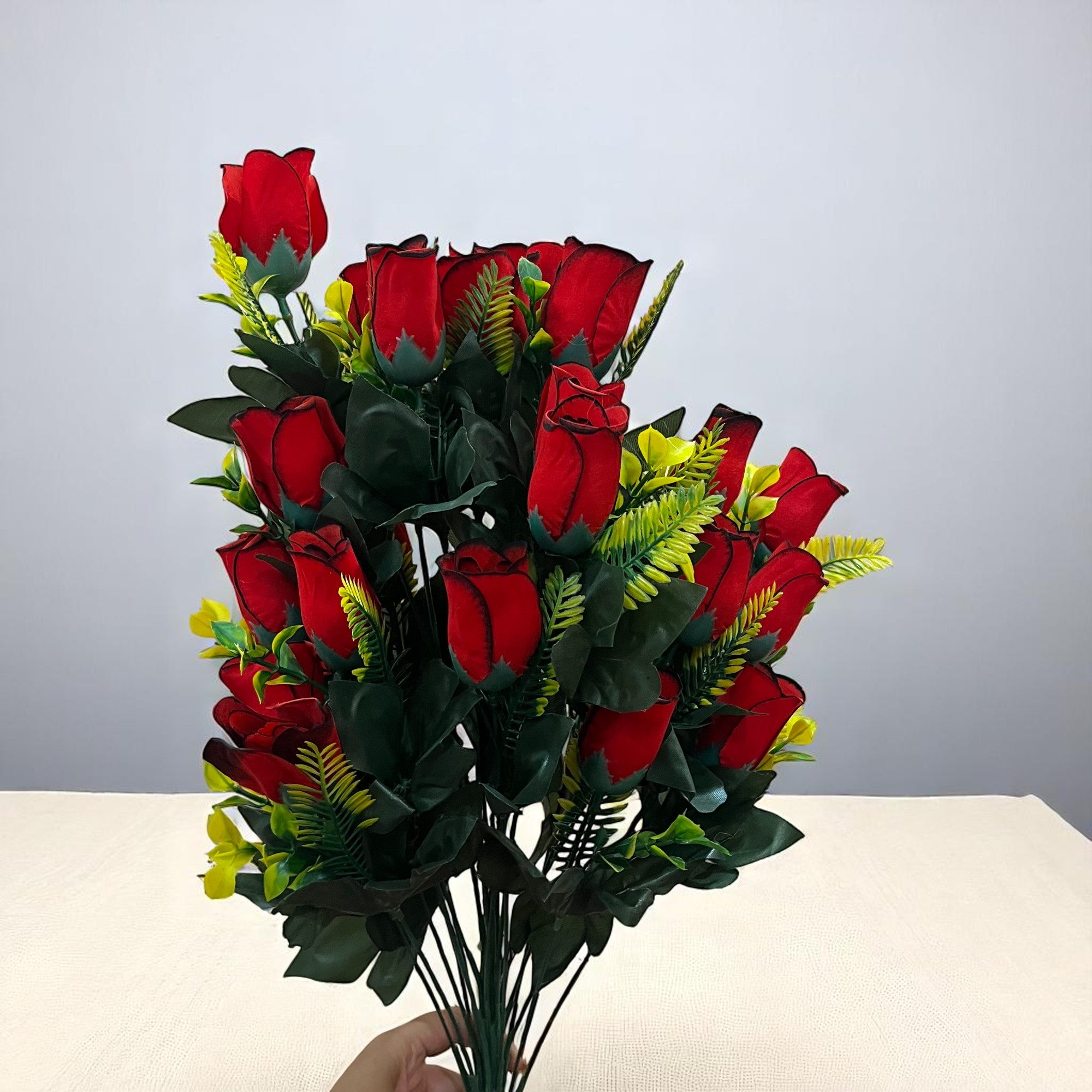 Artificial Flowers Rose | Faux Flowers Bunch - for Home Decor, Living Room, Side Table - 26 Inch - Apkamart