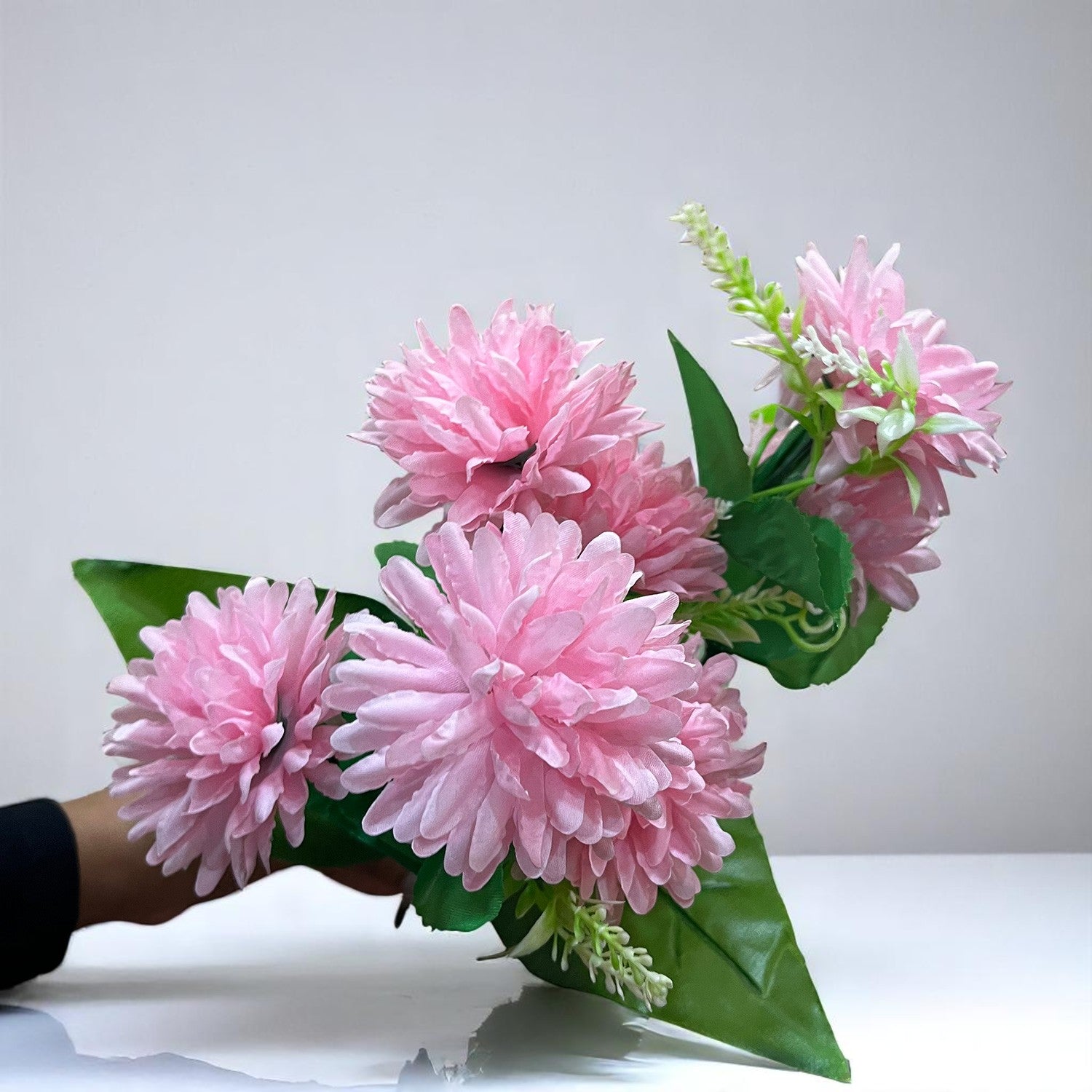 Artificial Flowers Dahlia Bunches for Vase Pot | Faux Flowers Stick - for Home Decor, Living Room, Wedding & Party Decoration (Vase Not Included) - 14 Inch - Apkamart #Colour_Pink