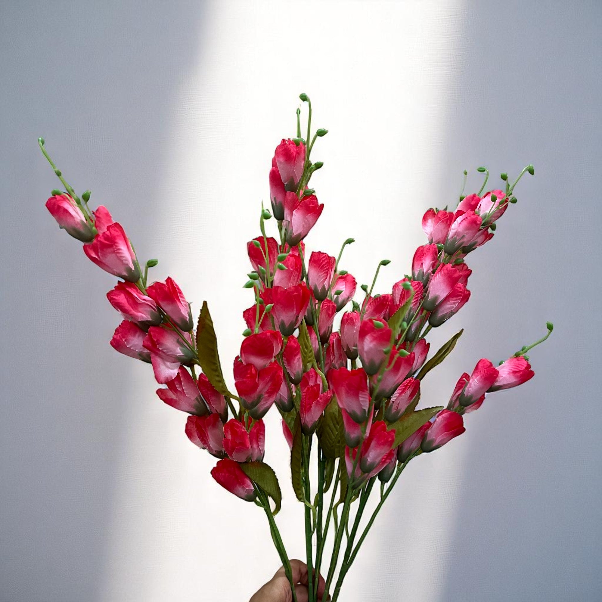 Artificial Flowers | Faux Tulips Flowers Bunch - for Home Decor, Office Corner, Living Room, Side Table, Centerpiece - 27 Inch - Apkamart #Colour_Pink