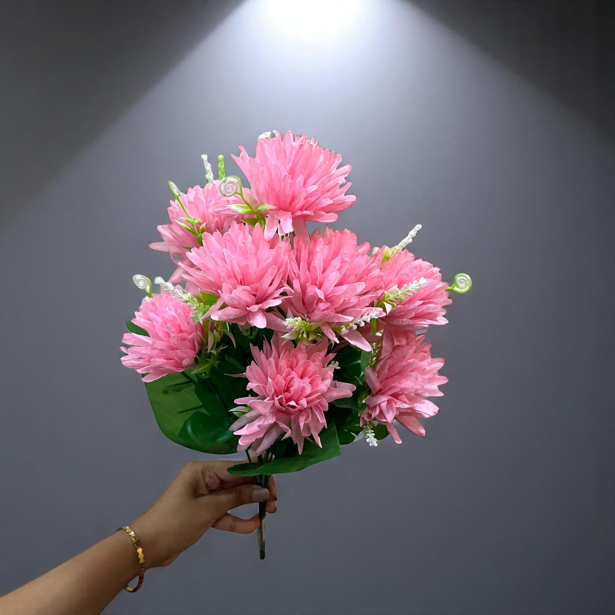 Artificial Flower Dahlia | Fake Flowers Bunch Dahalia - For Vase, Pot, Home, Bedroom, Balcony, Office Corner, Living Room - 18 Inch - Apkamart #Colour_Pink
