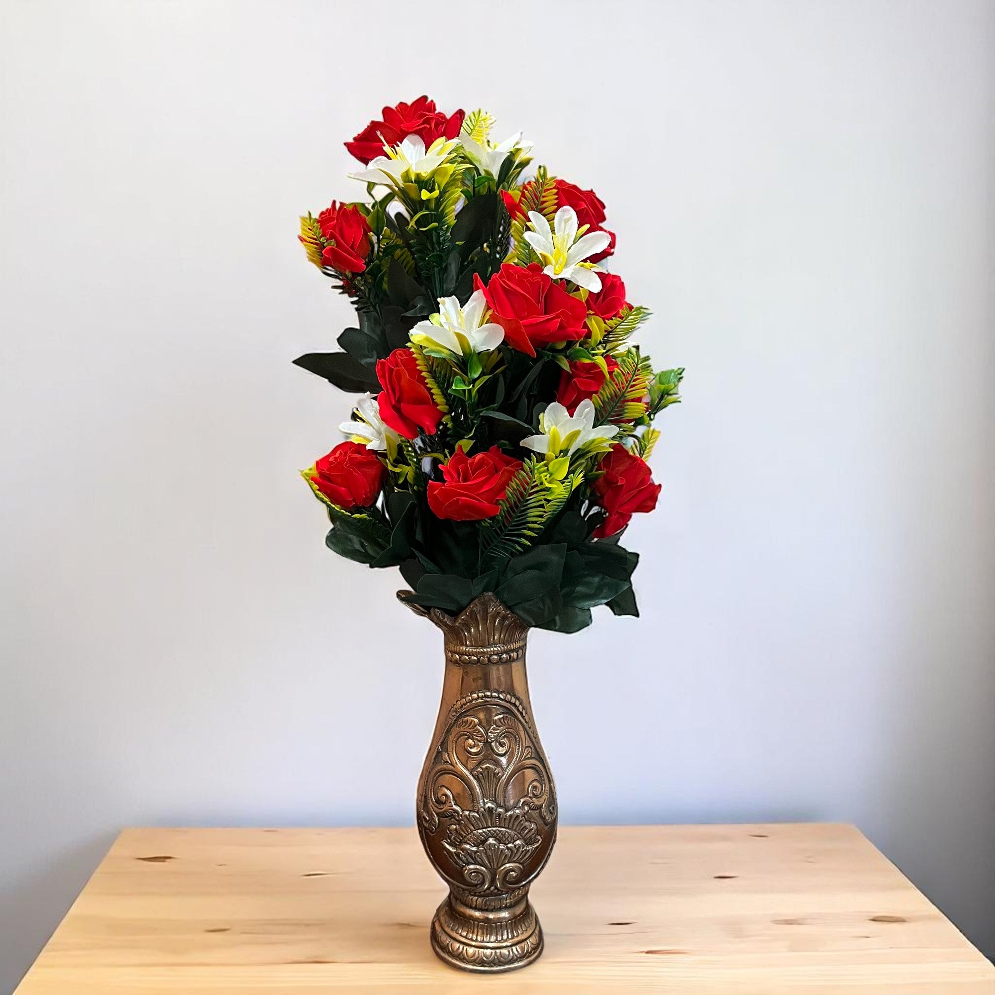 Artificial Flower Lily Bouquets | Faux Flowers Bunch - for Table Vase, Pot, Home Decor, Living Room, Side Table Centerpiece - 26 Inch - Apkamart