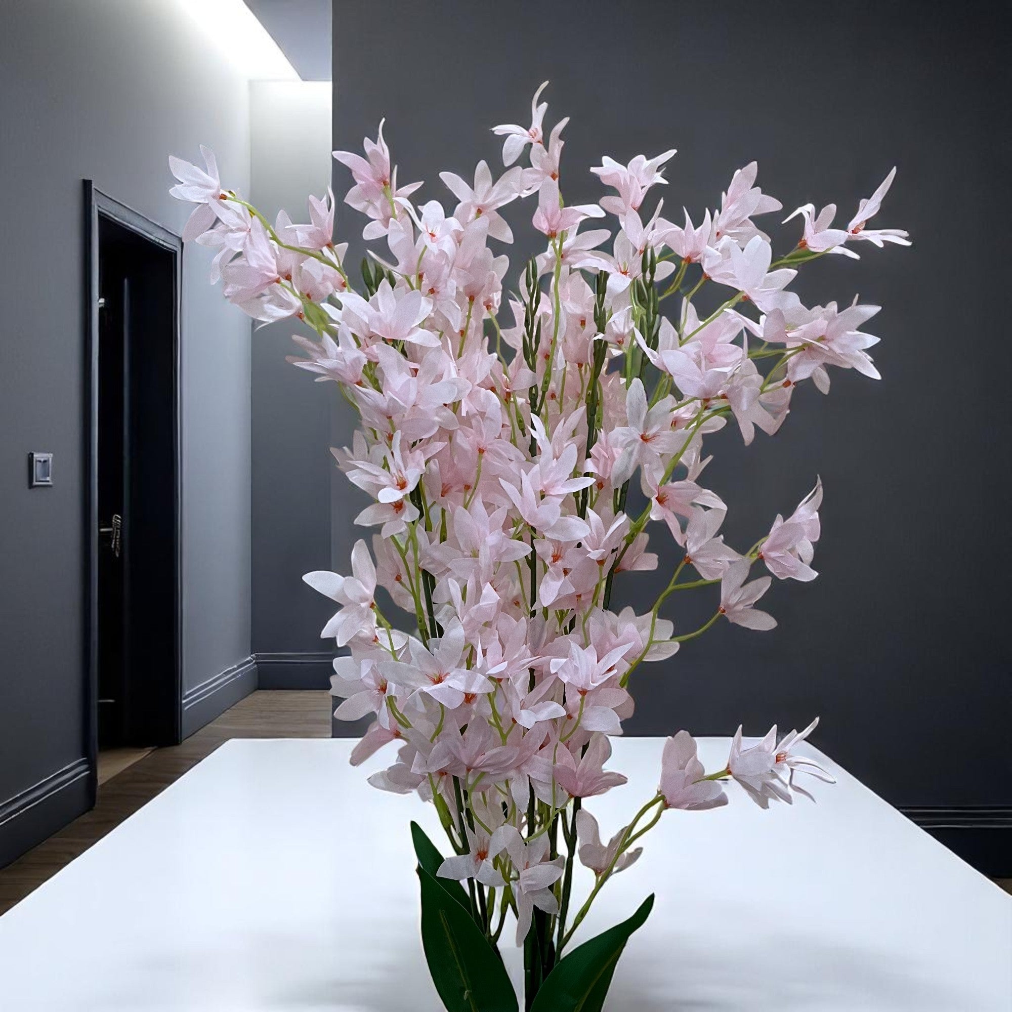 Artificial Orchids Flower Bouquets | Fake Flowers Bunch - For Vase, Pot, Home, Bedroom, Balcony, Office Corner, Living Room - 28 Inch - Apkamart #Colour_Pink