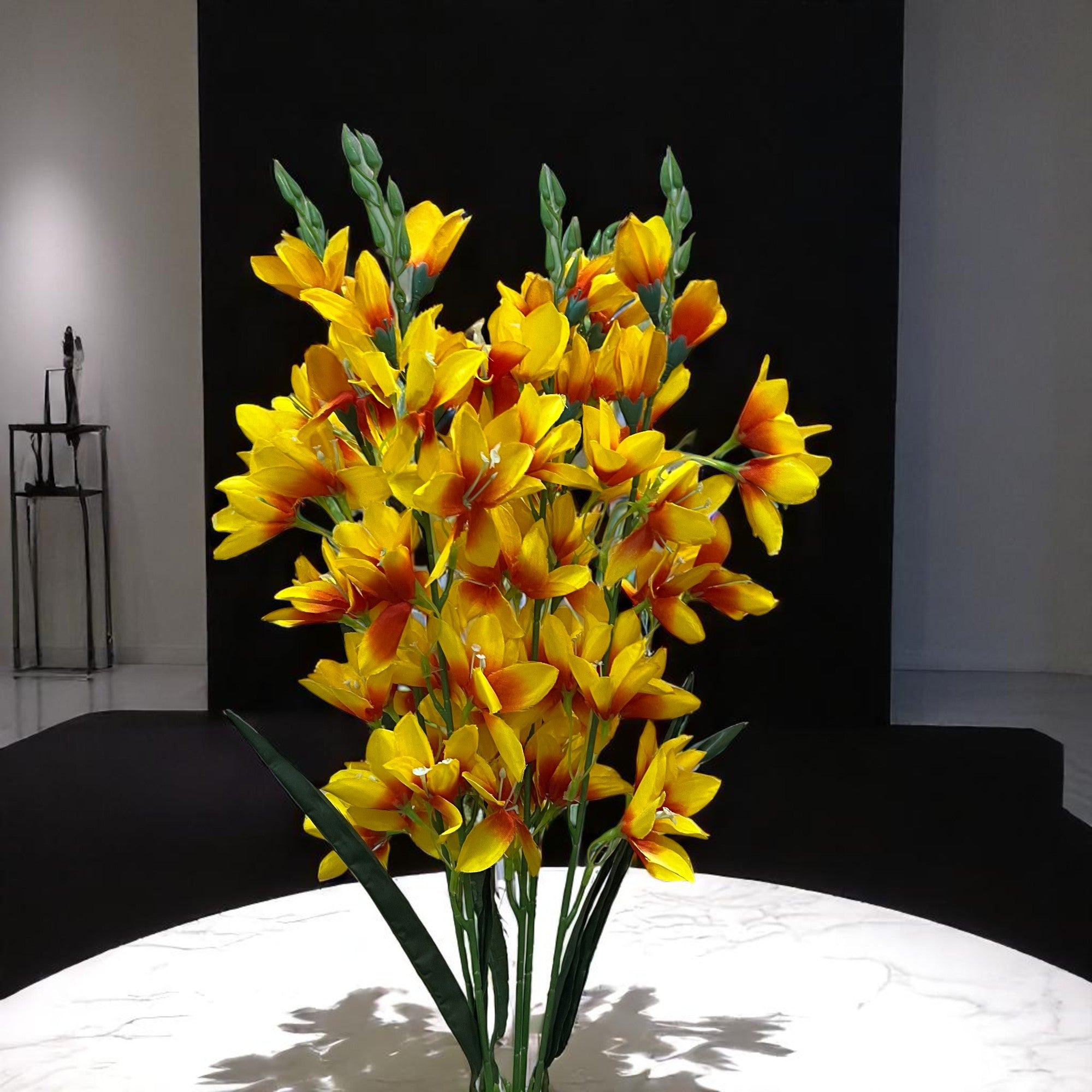Artificial Flowers Gladiolus Bunches for Vase Pot | Faux Flowers Stem - for Home Decor Living Room Side Table Centerpiece - 26 Inch - Apkamart #Colour_Yellow