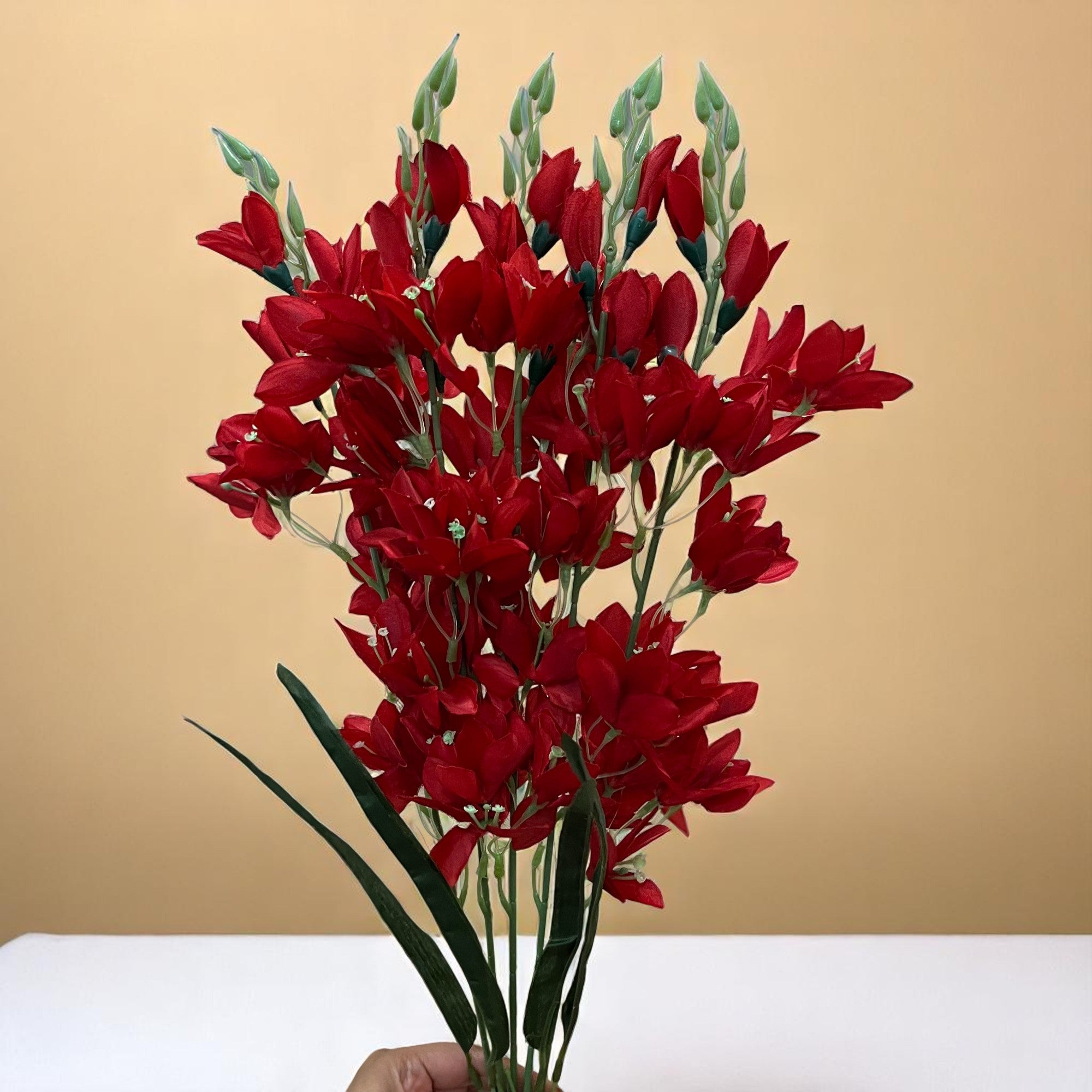 Artificial Flowers Gladiolus Bunches for Vase Pot | Faux Flowers Stem - for Home Decor Living Room Side Table Centerpiece - 26 Inch - Apkamart #Colour_Red